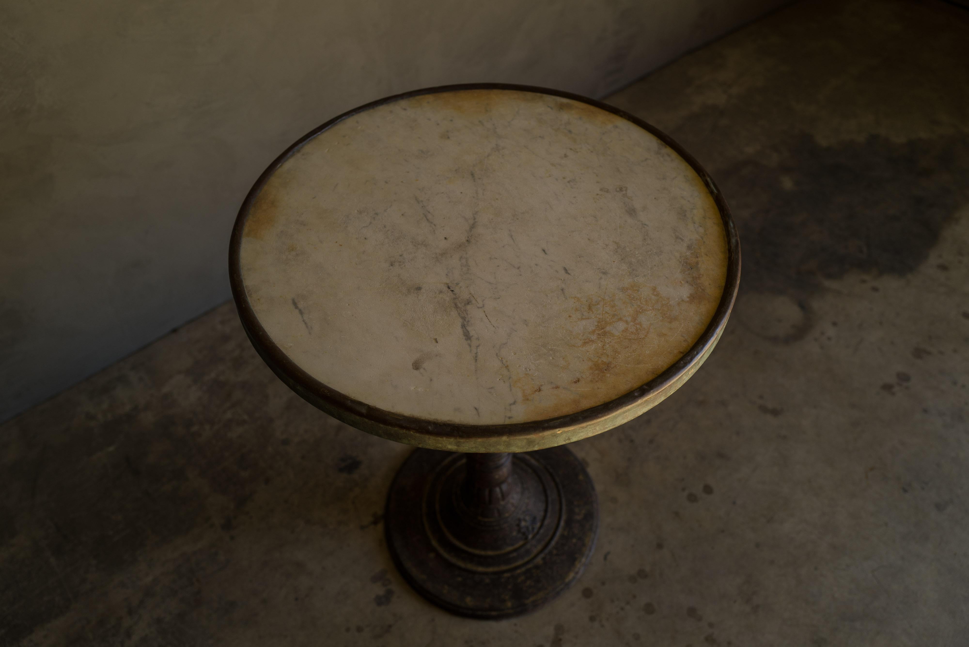 Early Marble Bistro Table from France, circa 1940 In Good Condition In Nashville, TN