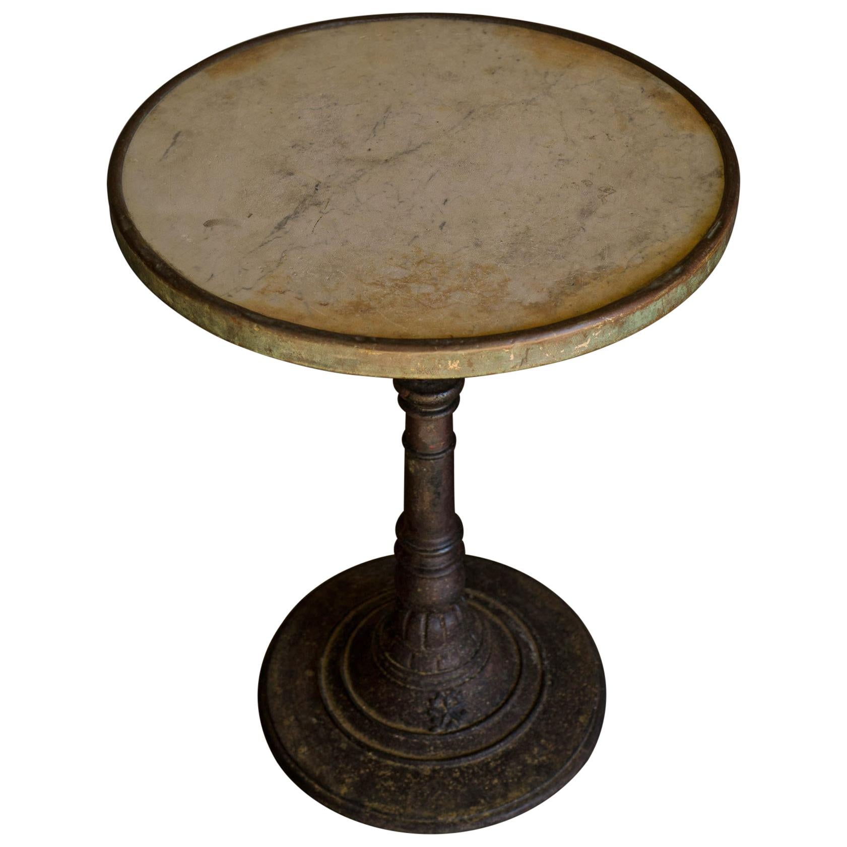 Early Marble Bistro Table from France, circa 1940