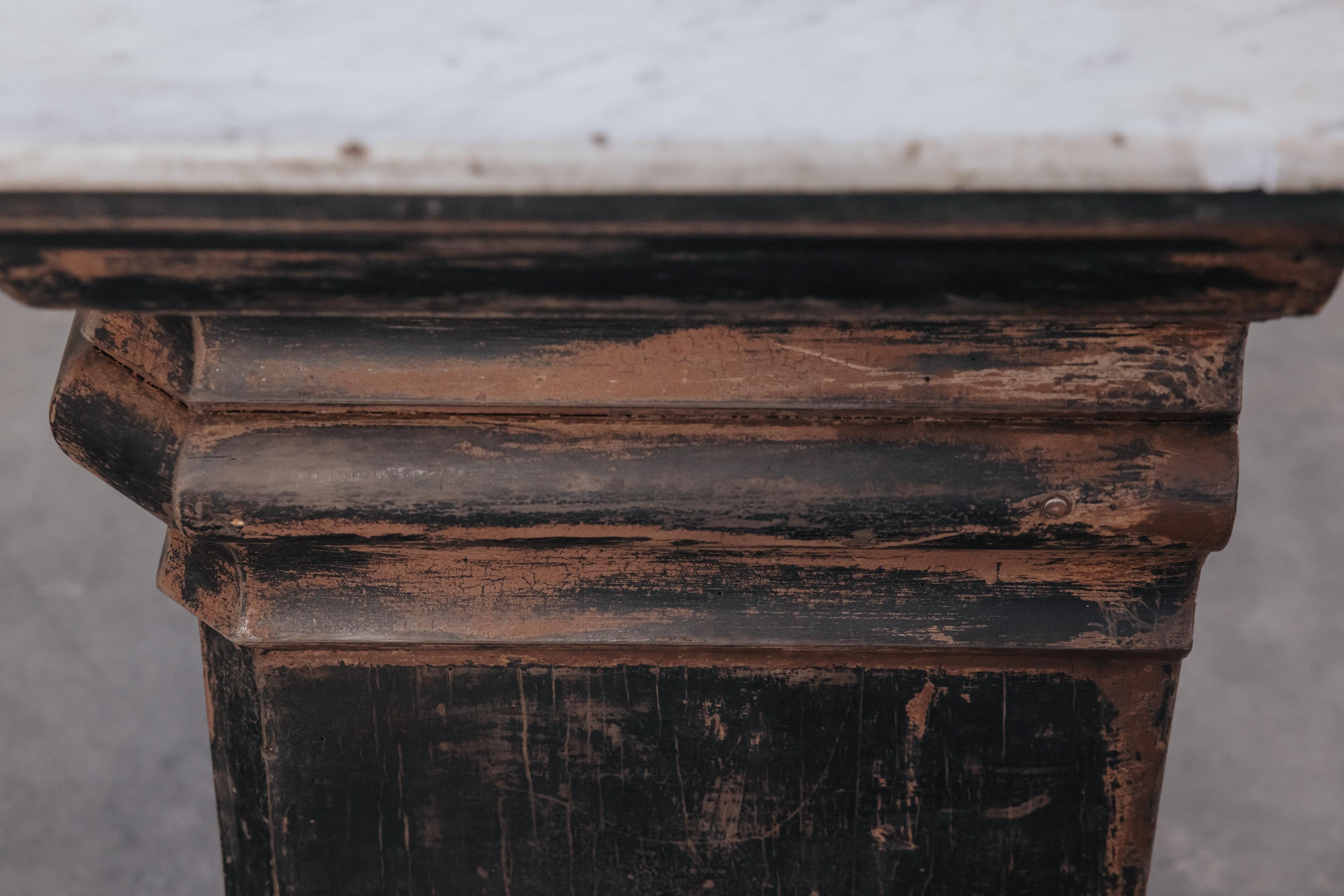 Pine Early Marble Shop Counter From France, Circa 1900 For Sale