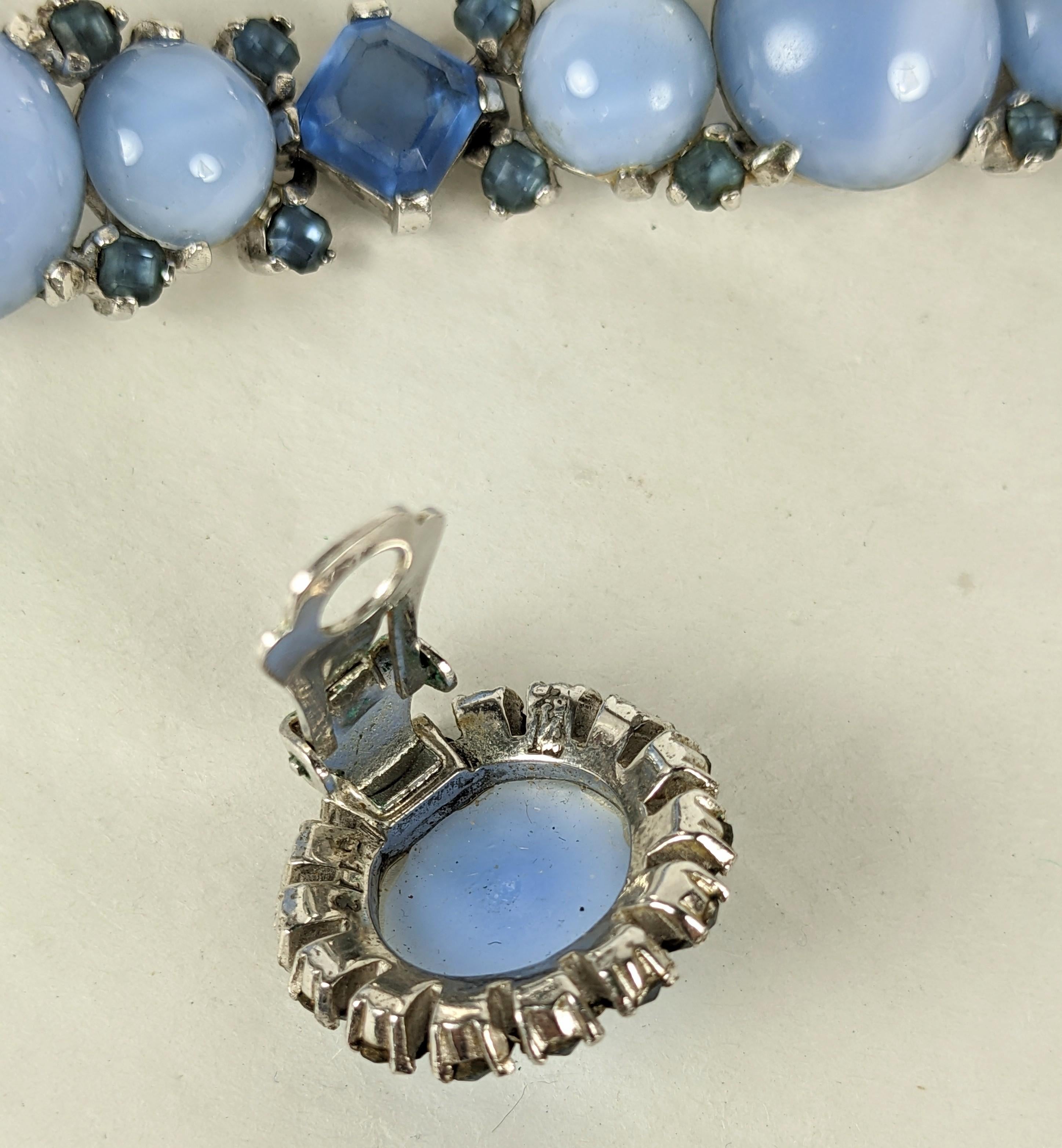 Women's Early Marcel Boucher Faux Moonstone and Sapphire Set For Sale