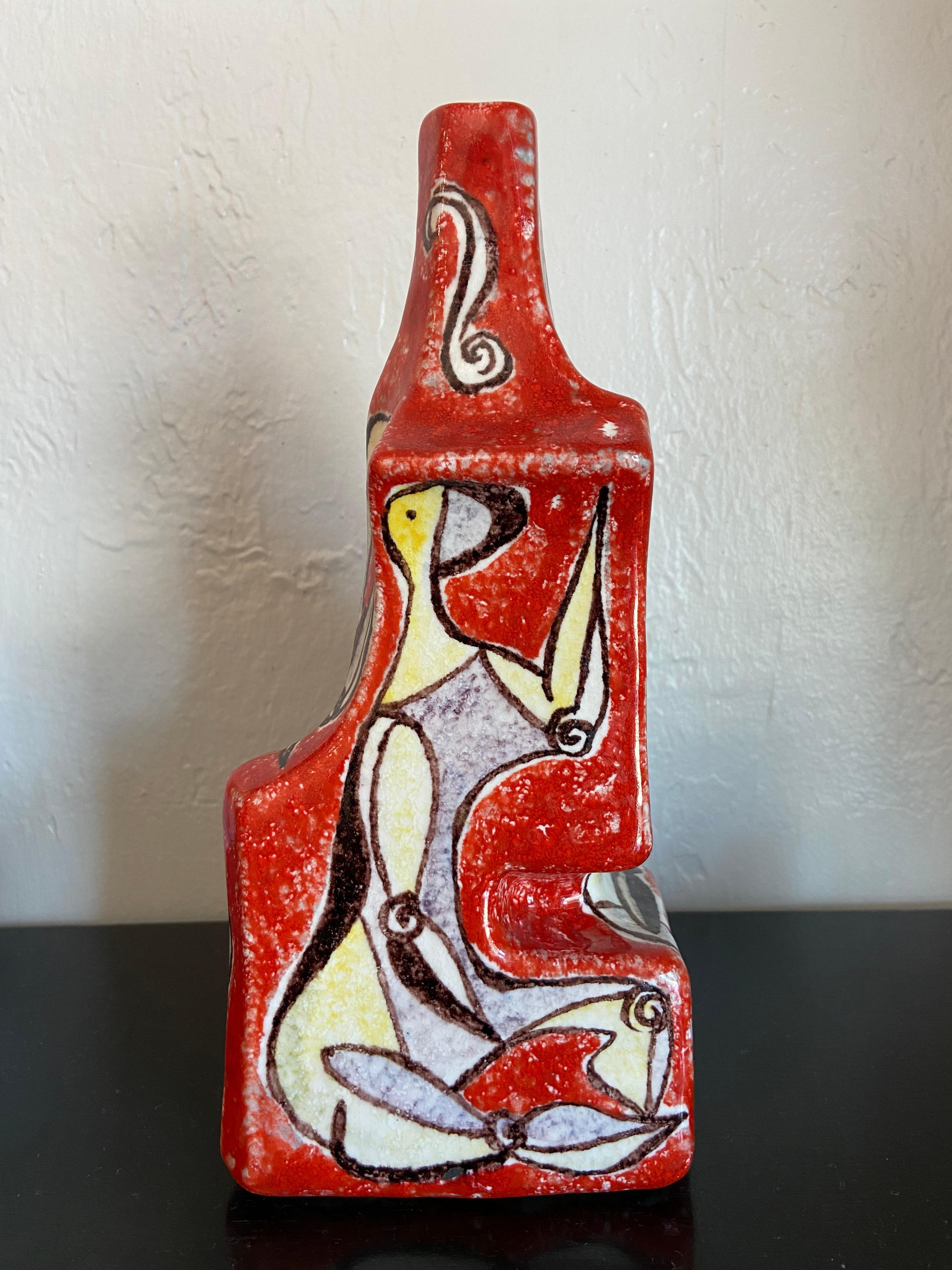 Early Marcello Fantoni Cubist Vase In Good Condition For Sale In West Palm Beach, FL