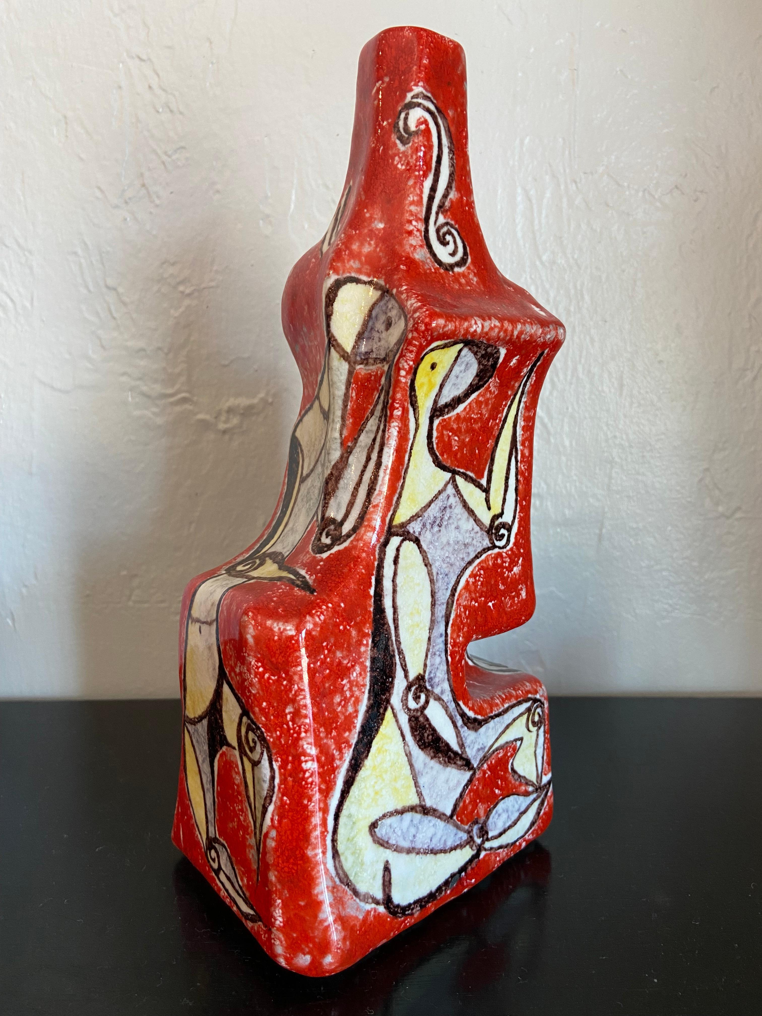 Mid-20th Century Early Marcello Fantoni Cubist Vase For Sale