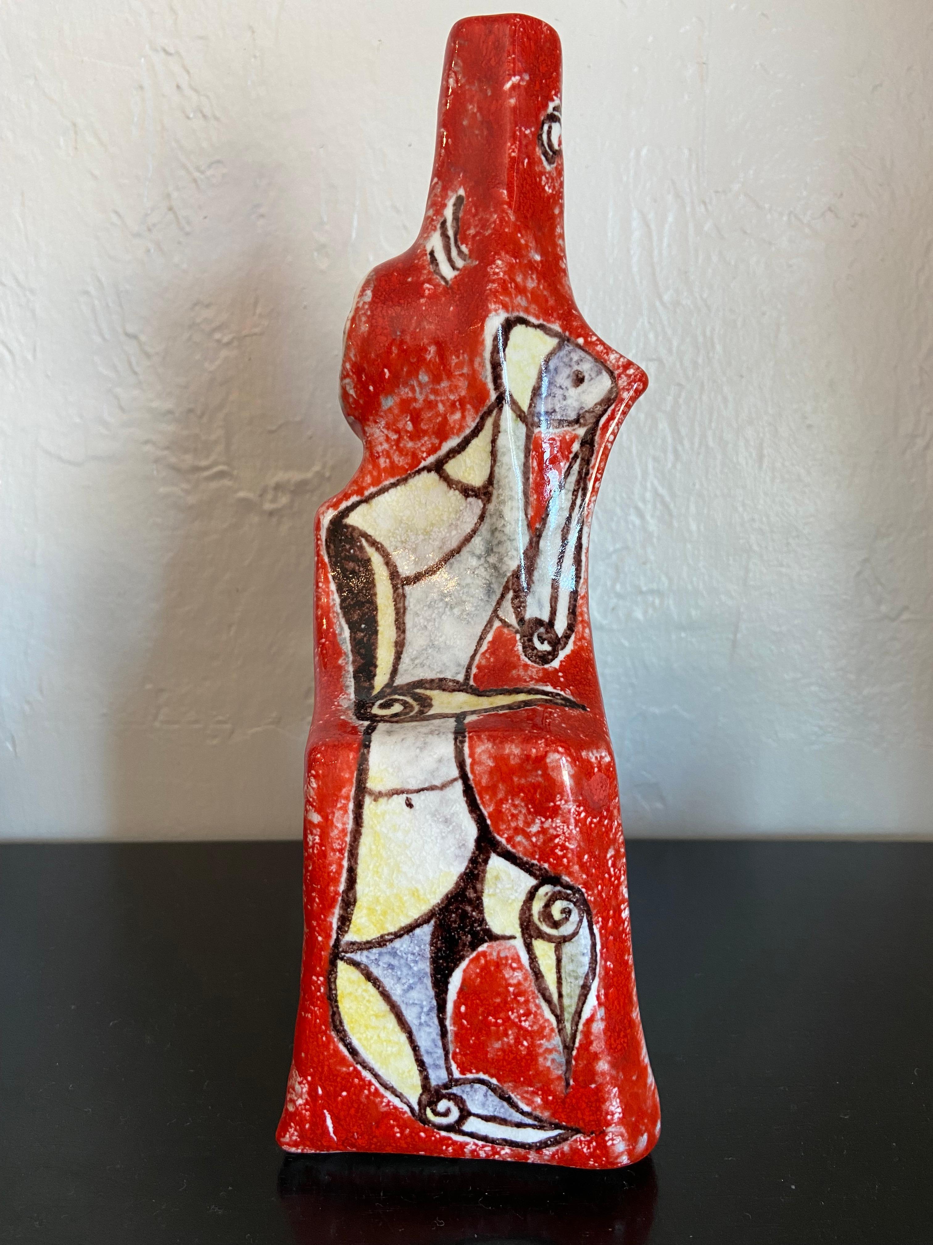 Ceramic Early Marcello Fantoni Cubist Vase For Sale