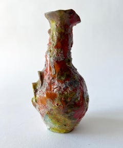 Early Marcello Fantoni Italian Modern Foamy Glaze Bottle Vase Ewer
