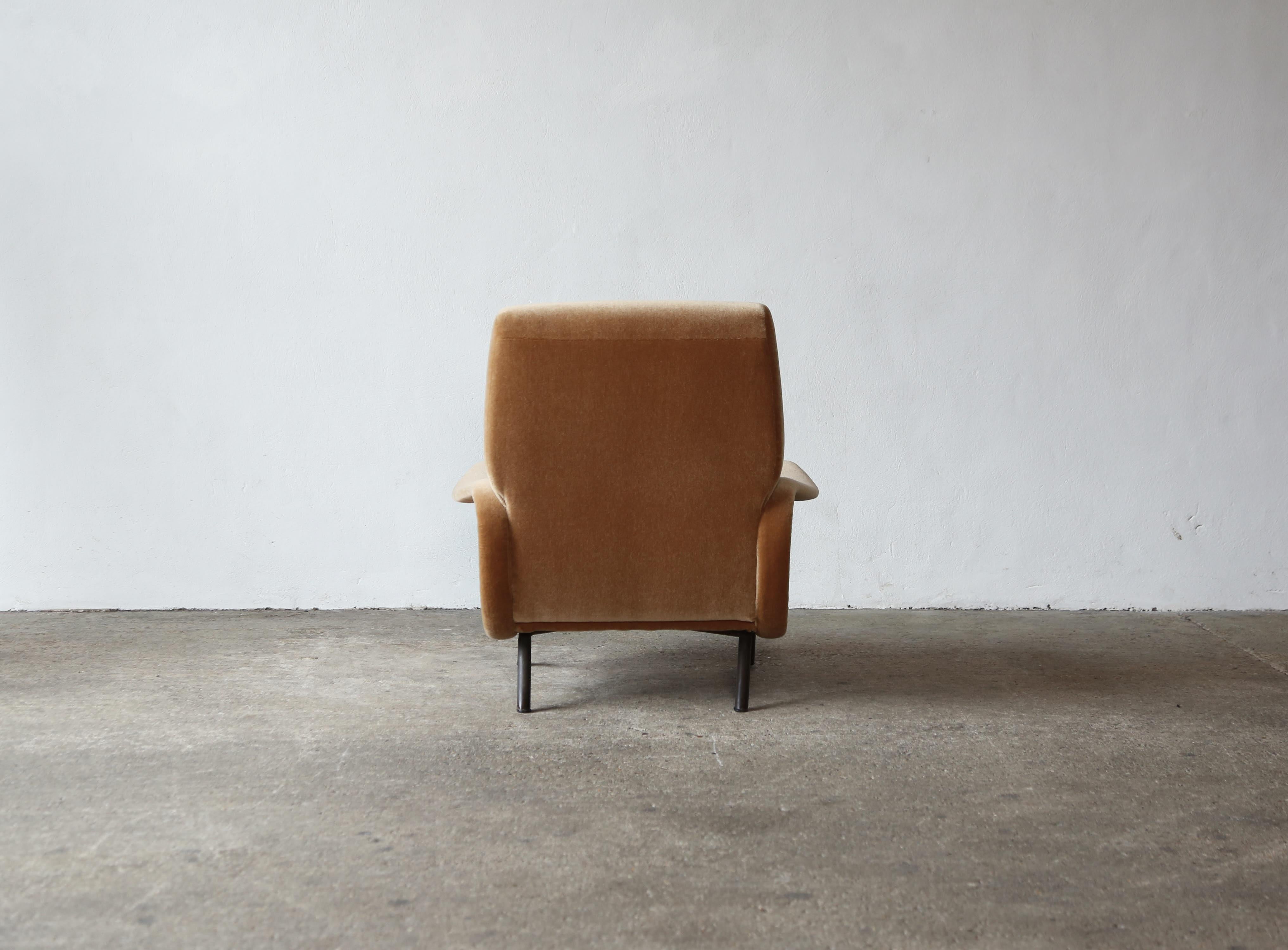 20th Century Early Marco Zanuso Lady Chair, Italy, 1960s, New Pure Mohair For Sale