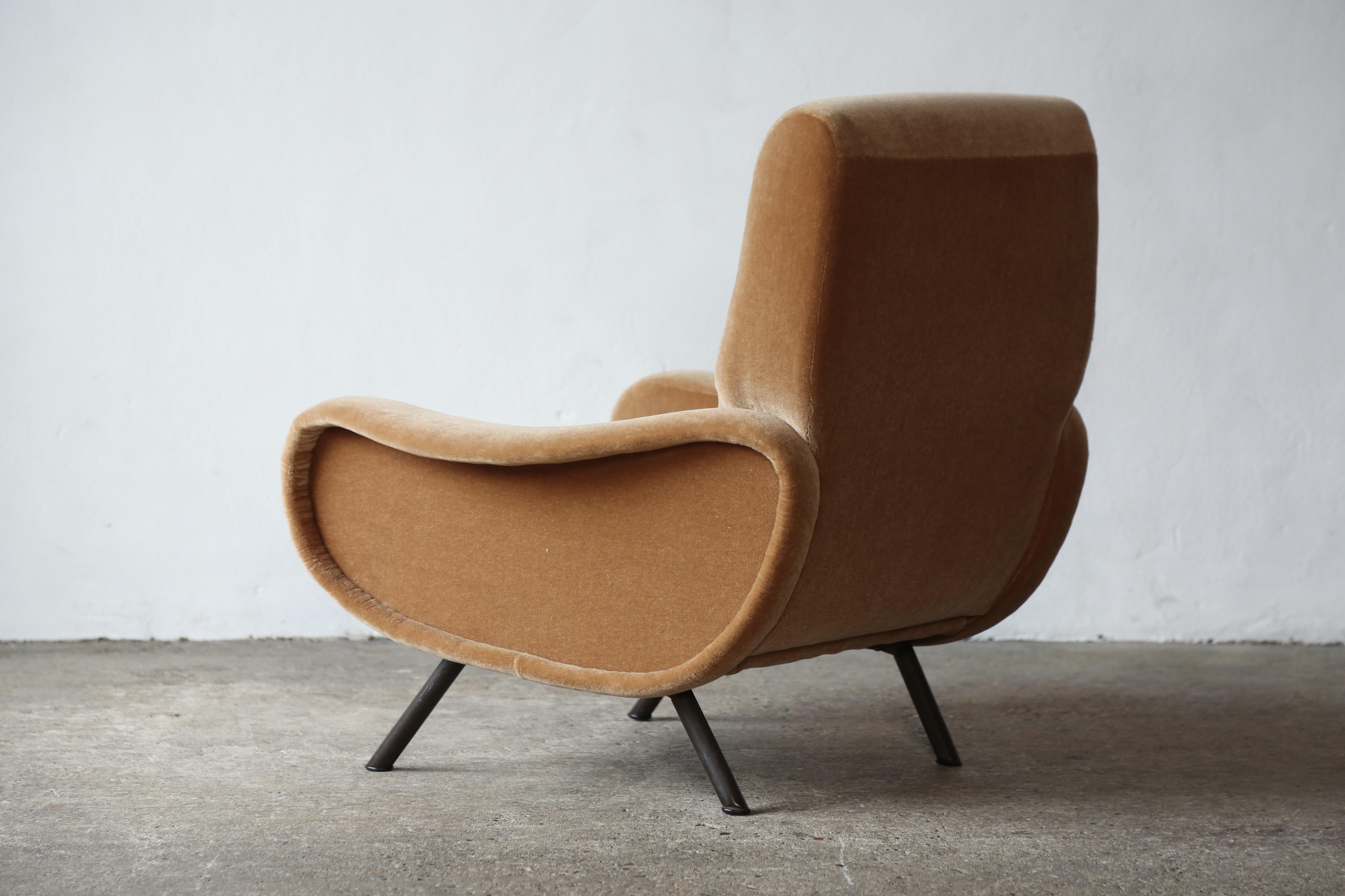 Early Marco Zanuso Lady Chair, Italy, 1960s, New Pure Mohair For Sale 1