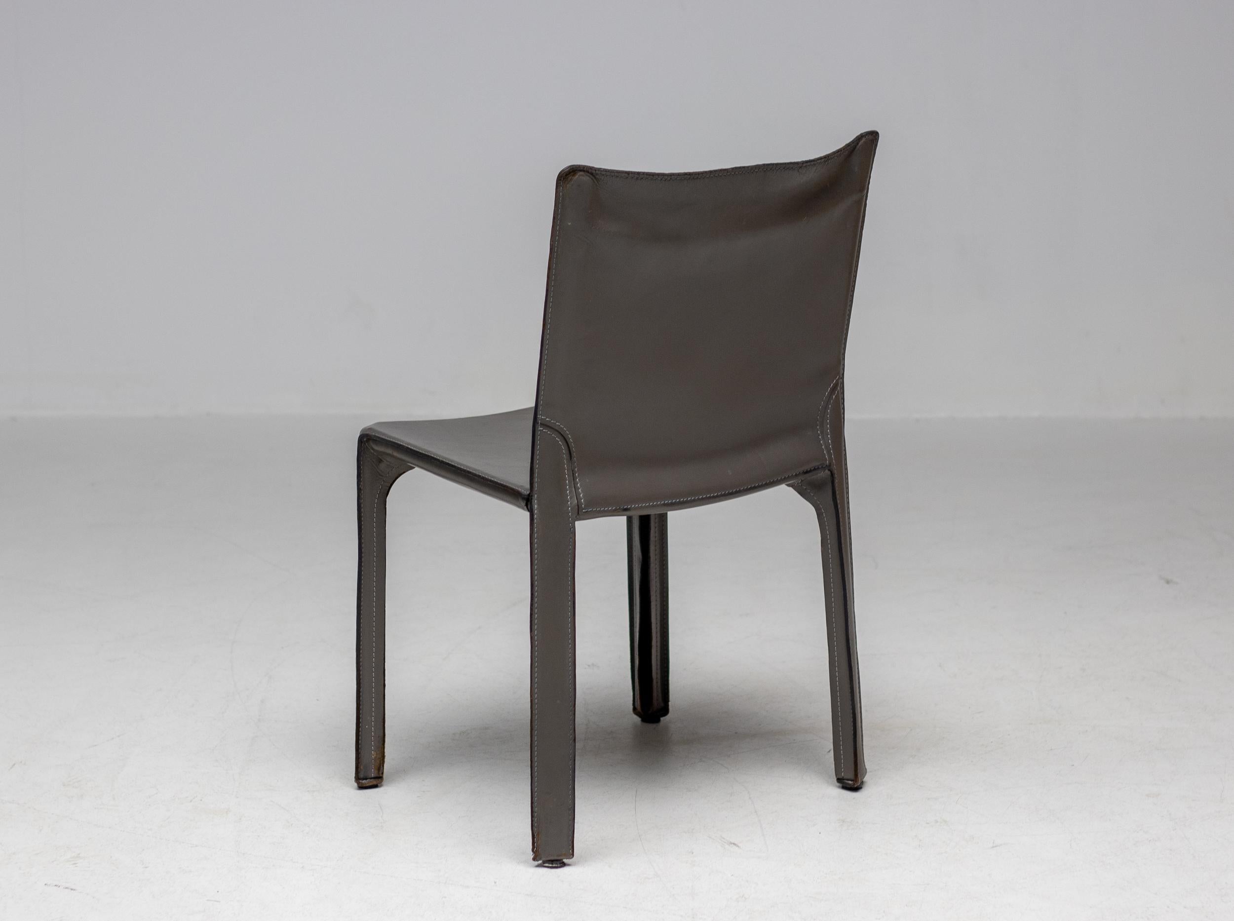 Italian Early Mario Bellini CAB 412 Chair for Cassina in Elephant Hide Grey