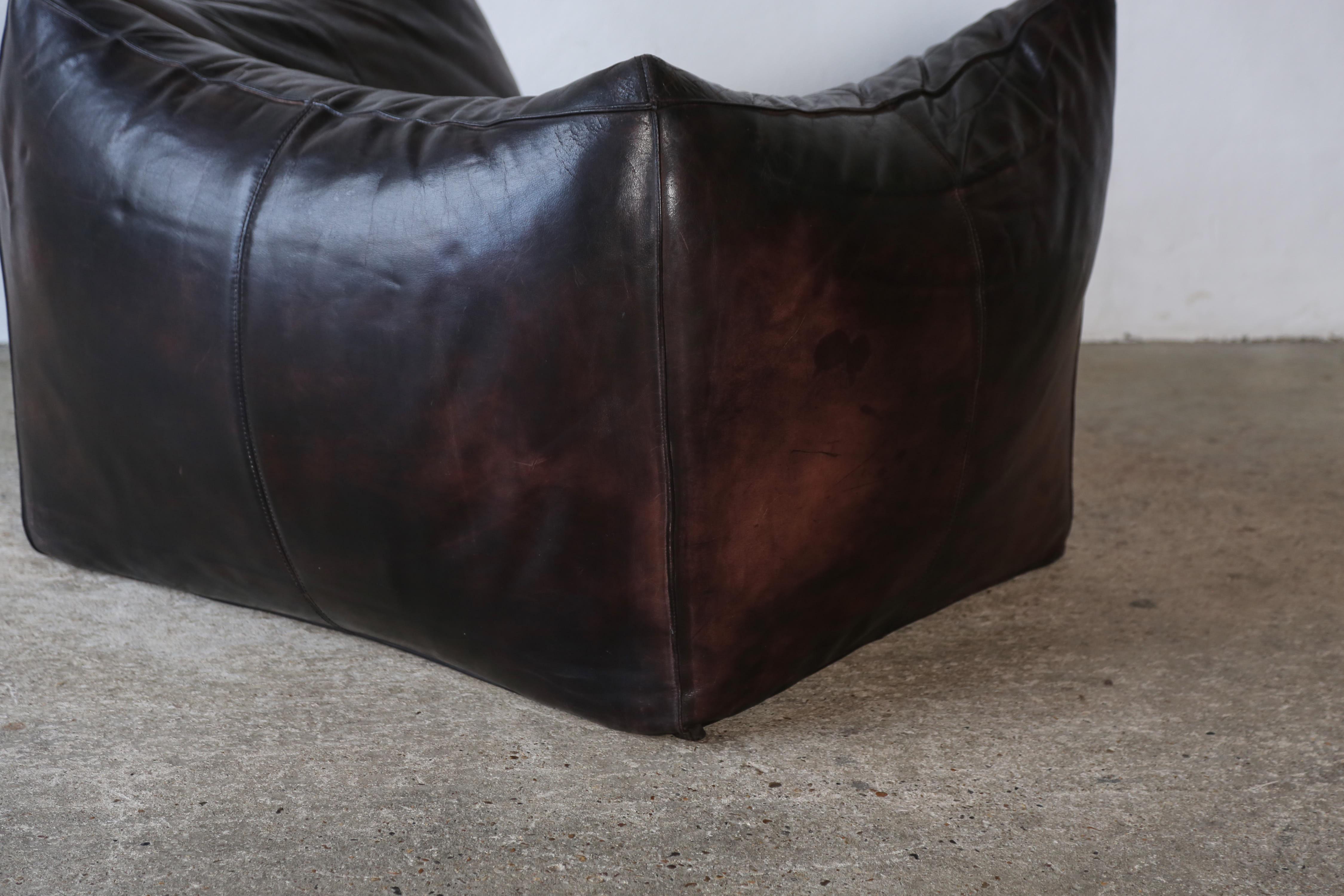 Early Mario Bellini Le Bambole Lounge Chair, Original Leather, C&B Italia, 1970s For Sale 12