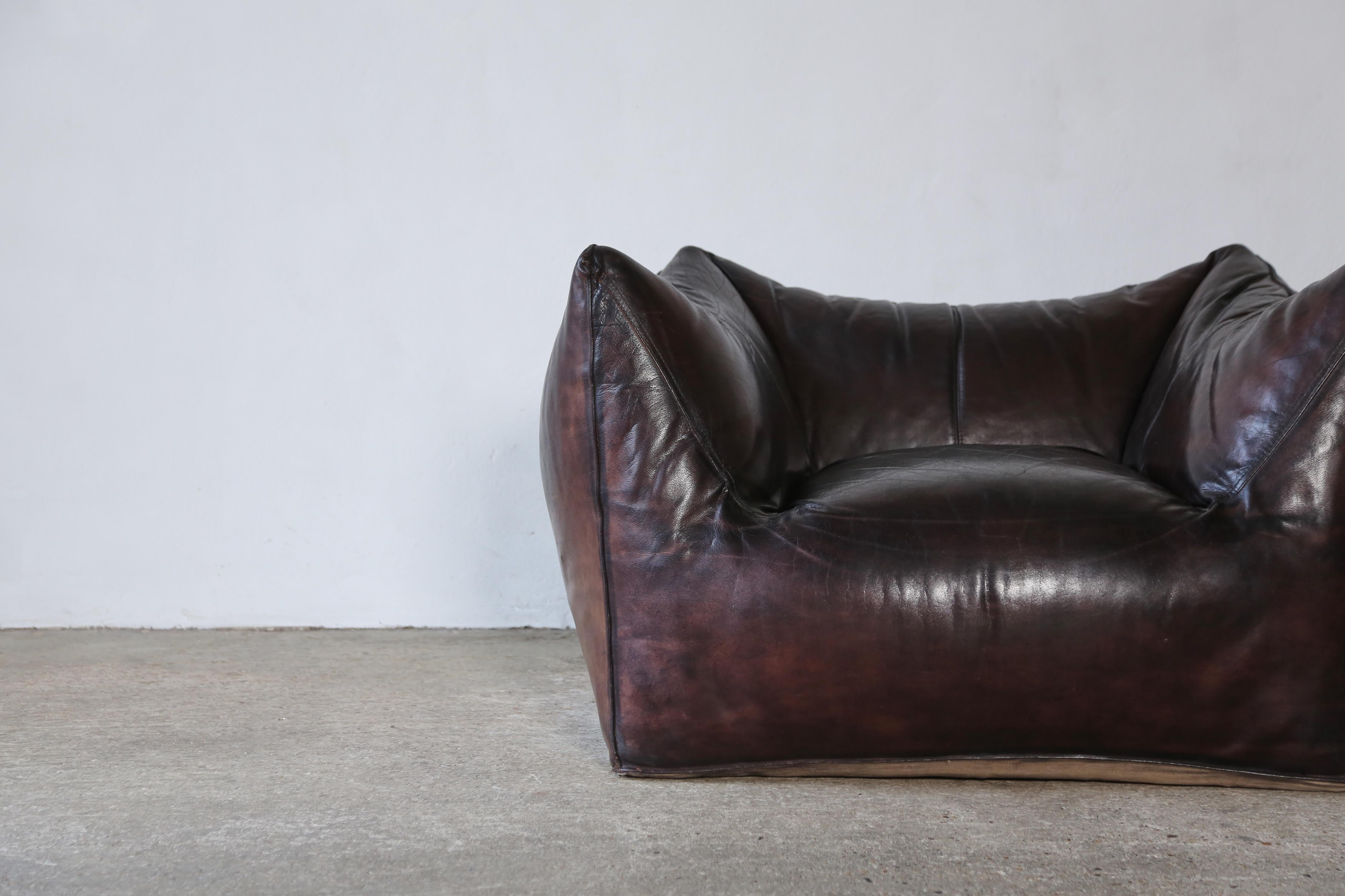 Italian Early Mario Bellini Le Bambole Lounge Chair, Original Leather, C&B Italia, 1970s For Sale