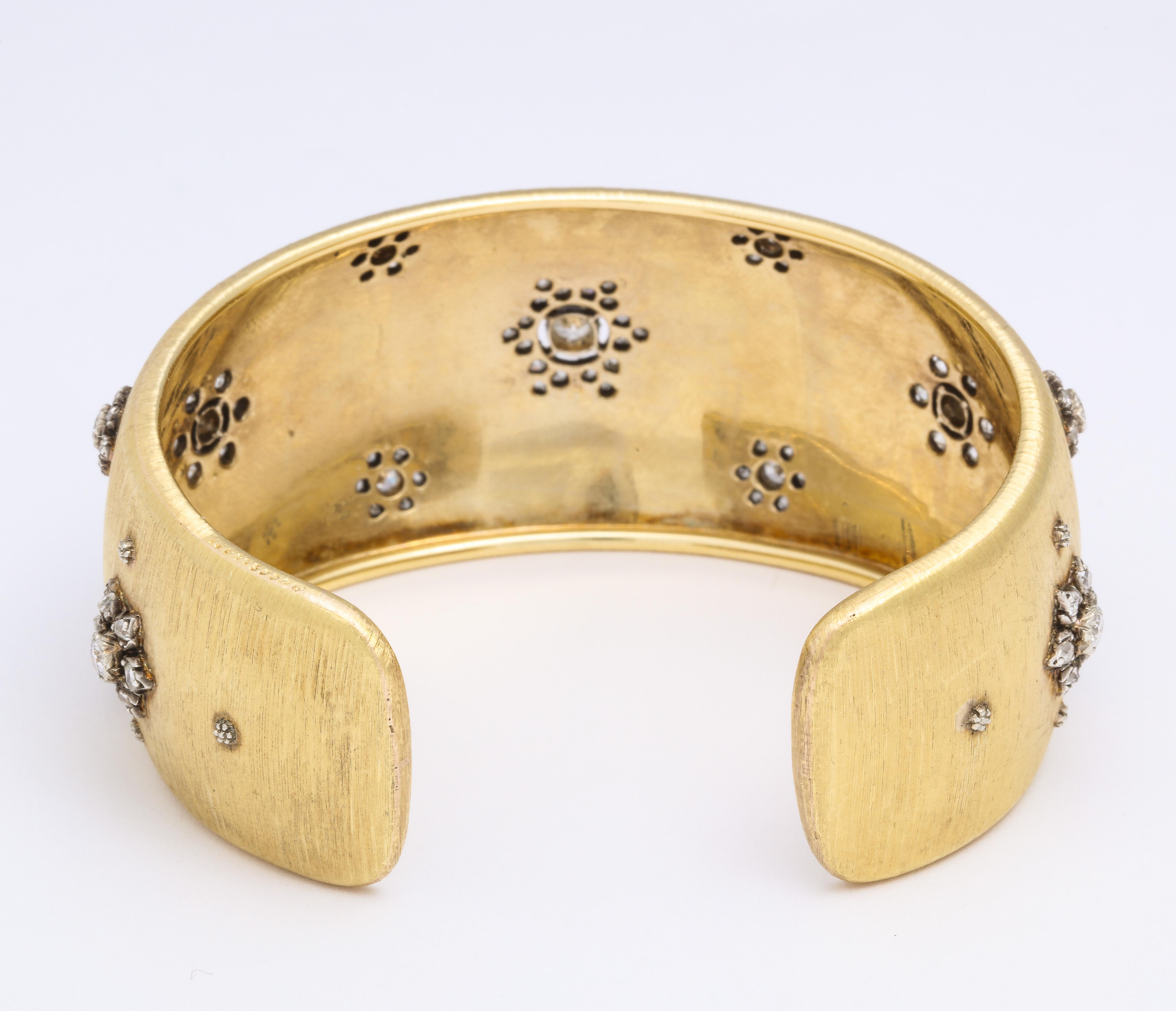 Early Mario Buccellati Gold and Diamond Cuff Bracelet For Sale 1