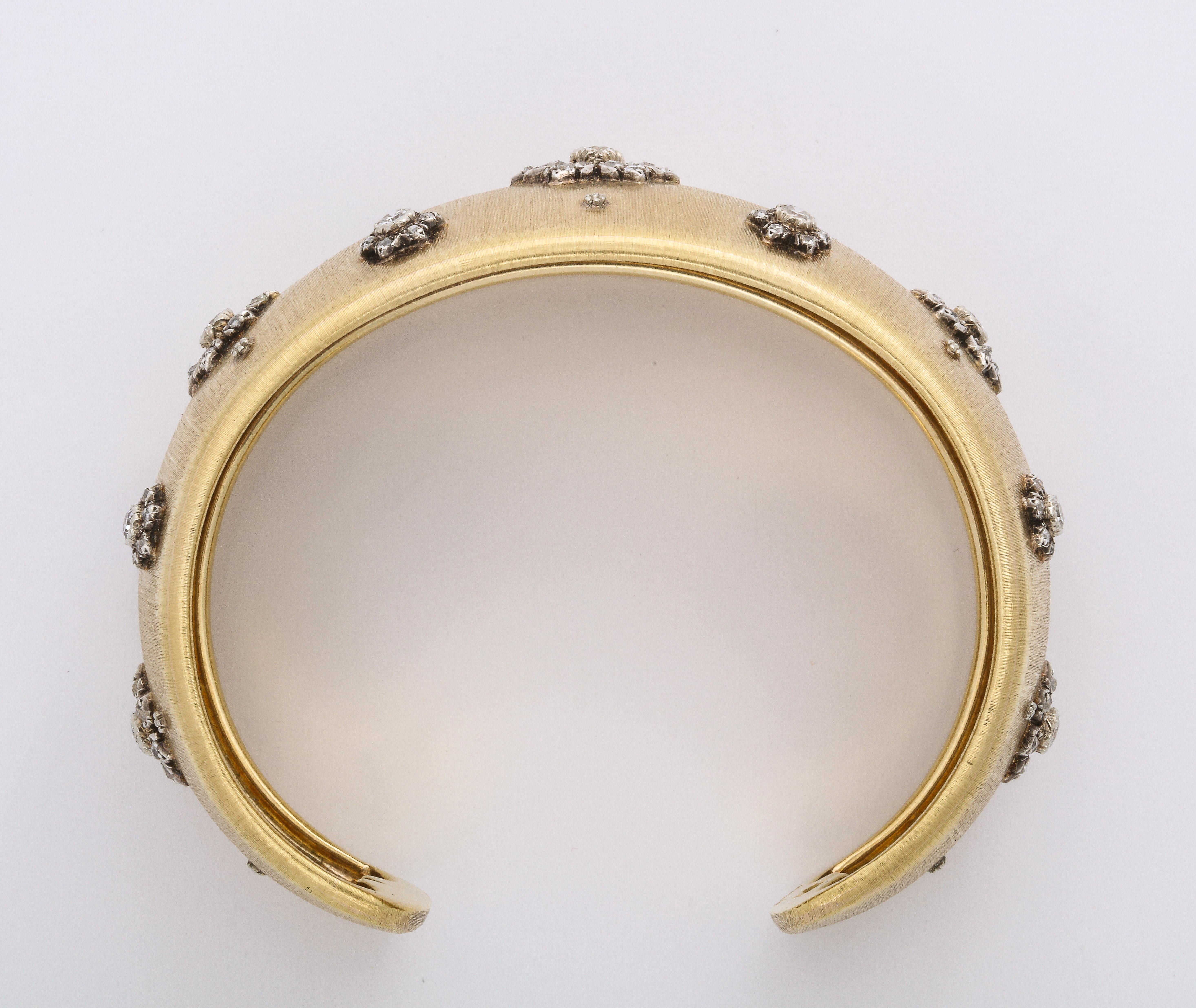 Early Mario Buccellati Gold and Diamond Cuff Bracelet For Sale 3