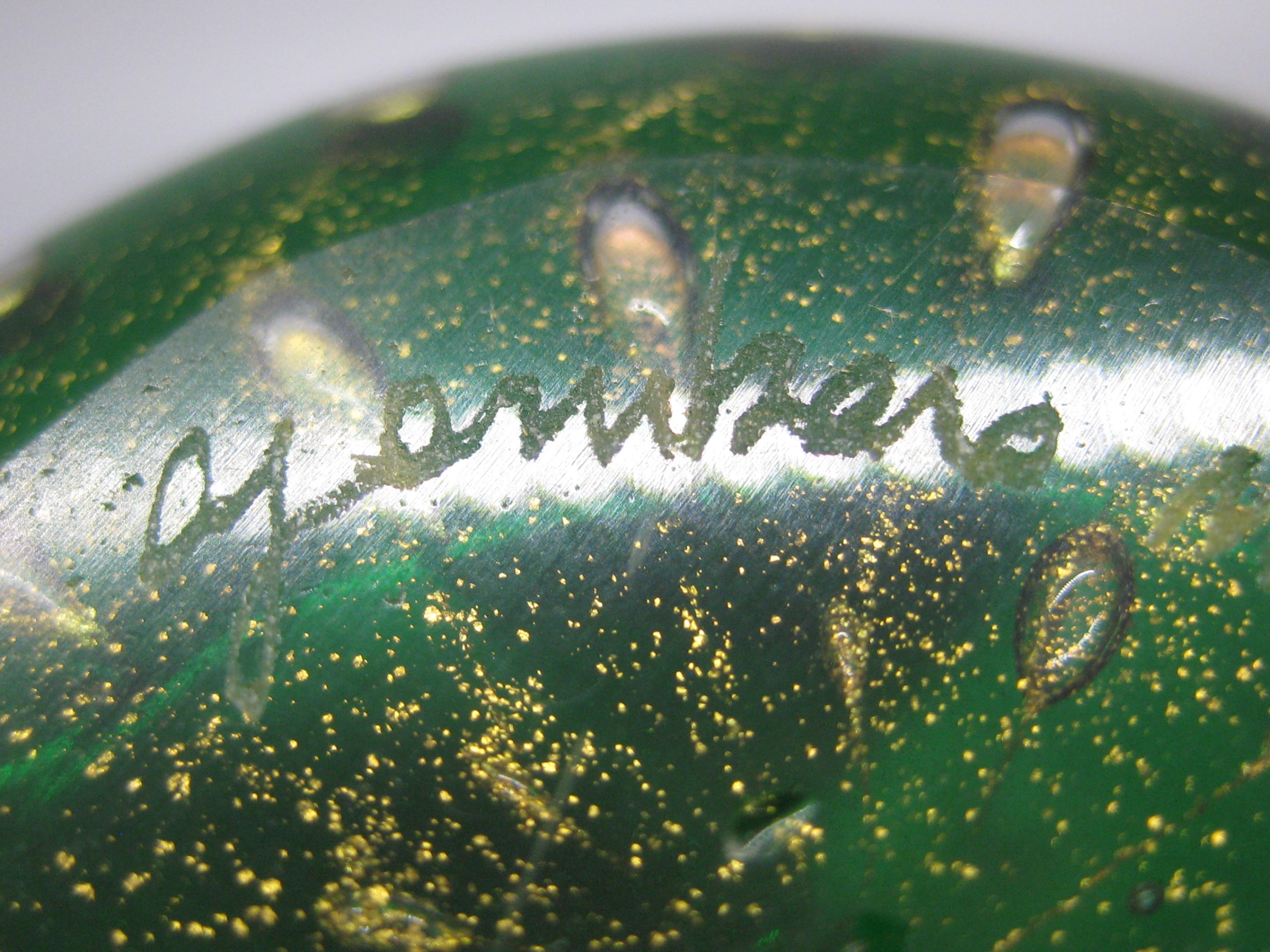 Frühes Mario Gambaro für Murano Kunstglas Gold Fleck Millefiori Vase Italien Signiert im Angebot 10