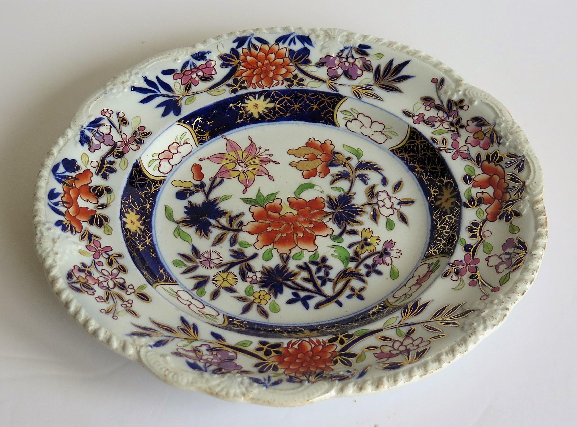 Early Mason's Ironstone Desert Plate in Heavily Floral Japan Pattern, circa 1815 1