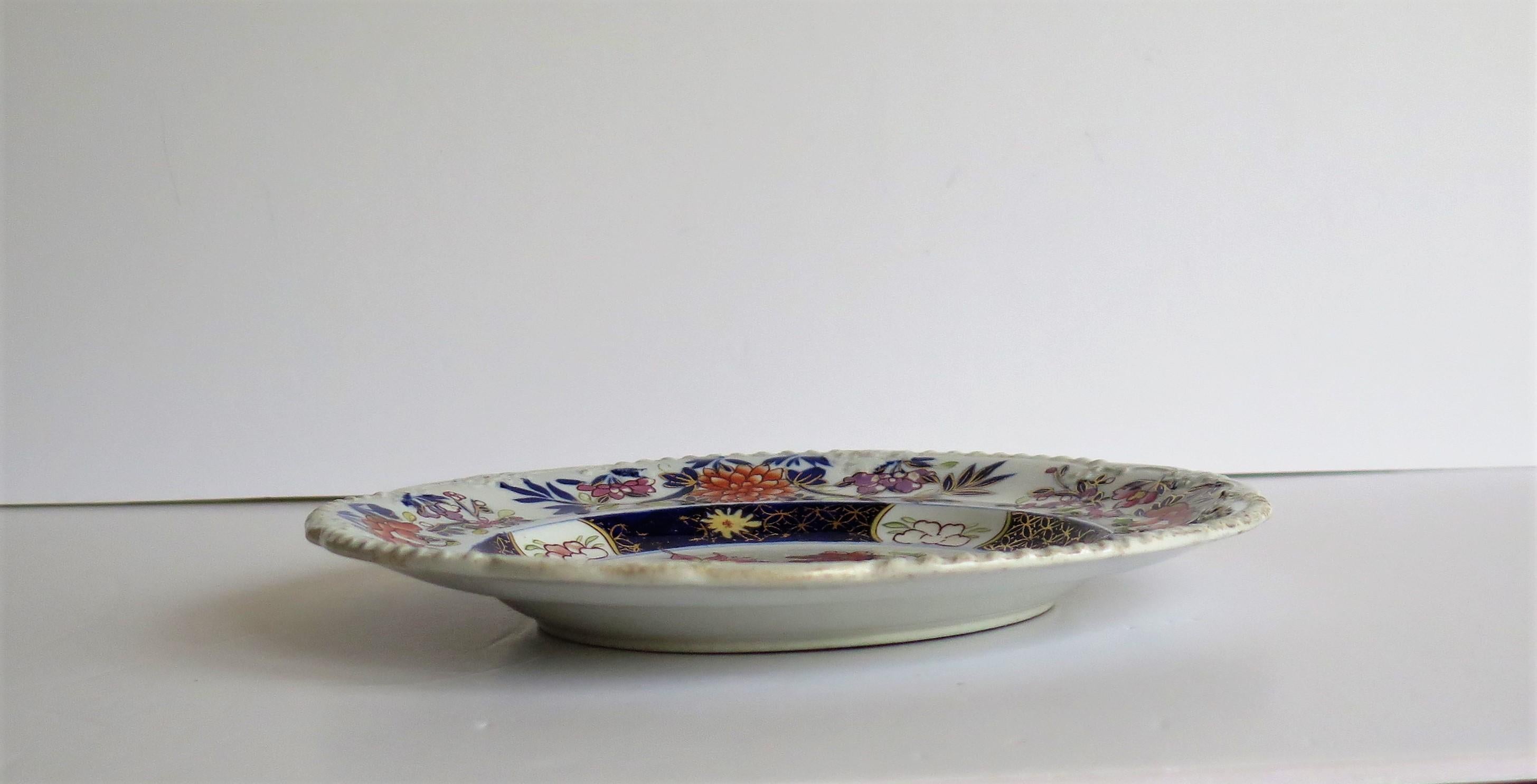 Early Mason's Ironstone Desert Plate in Heavily Floral Japan Pattern, circa 1815 3