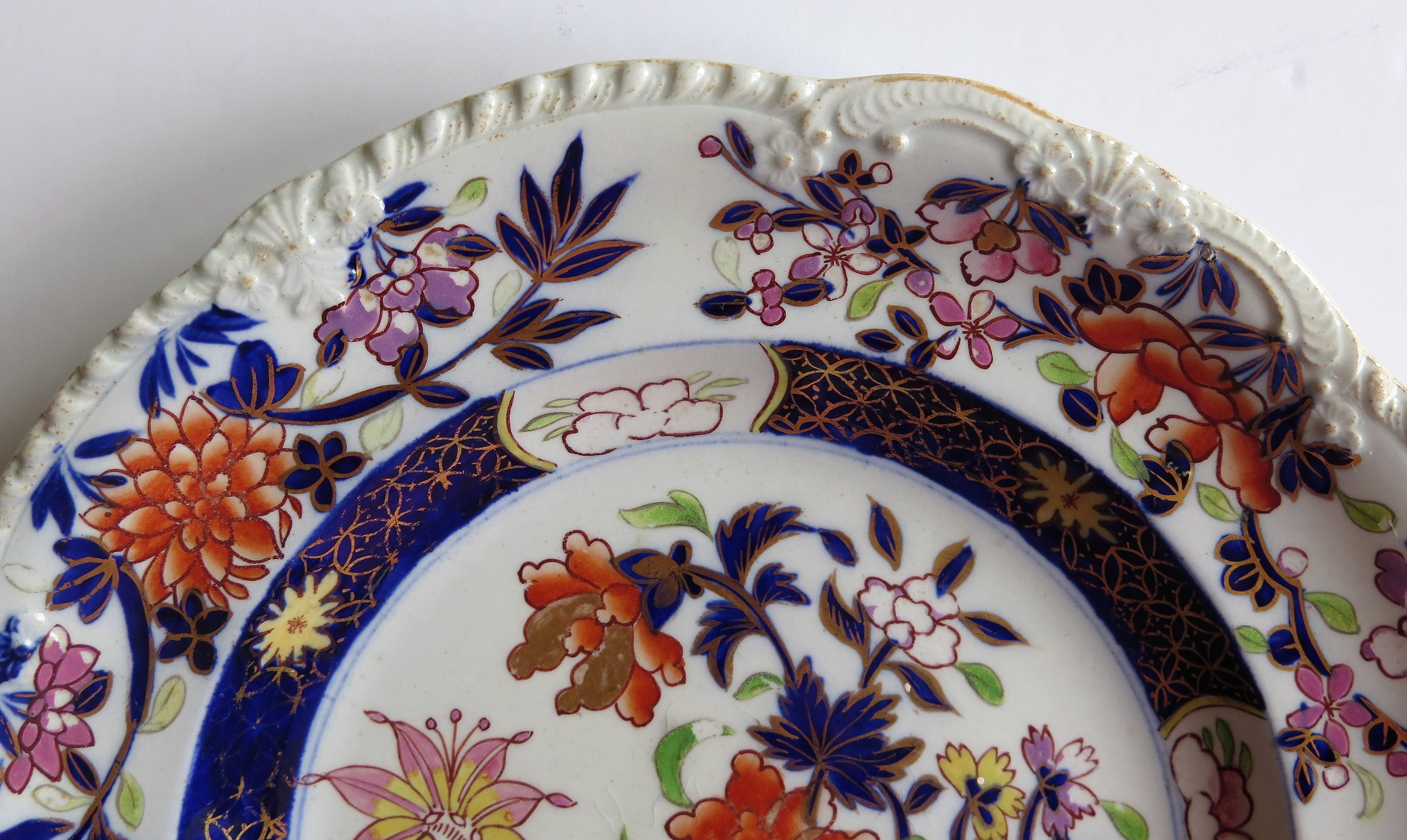 Early Mason's Ironstone Desert Plate in Heavily Floral Japan Pattern, circa 1815 In Good Condition In Lincoln, Lincolnshire