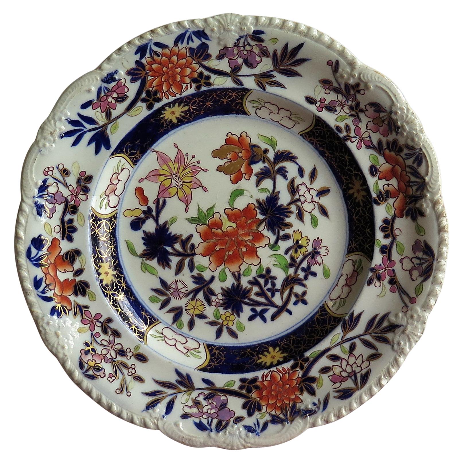 Early Mason's Ironstone Desert Plate in Heavily Floral Japan Pattern, circa 1815