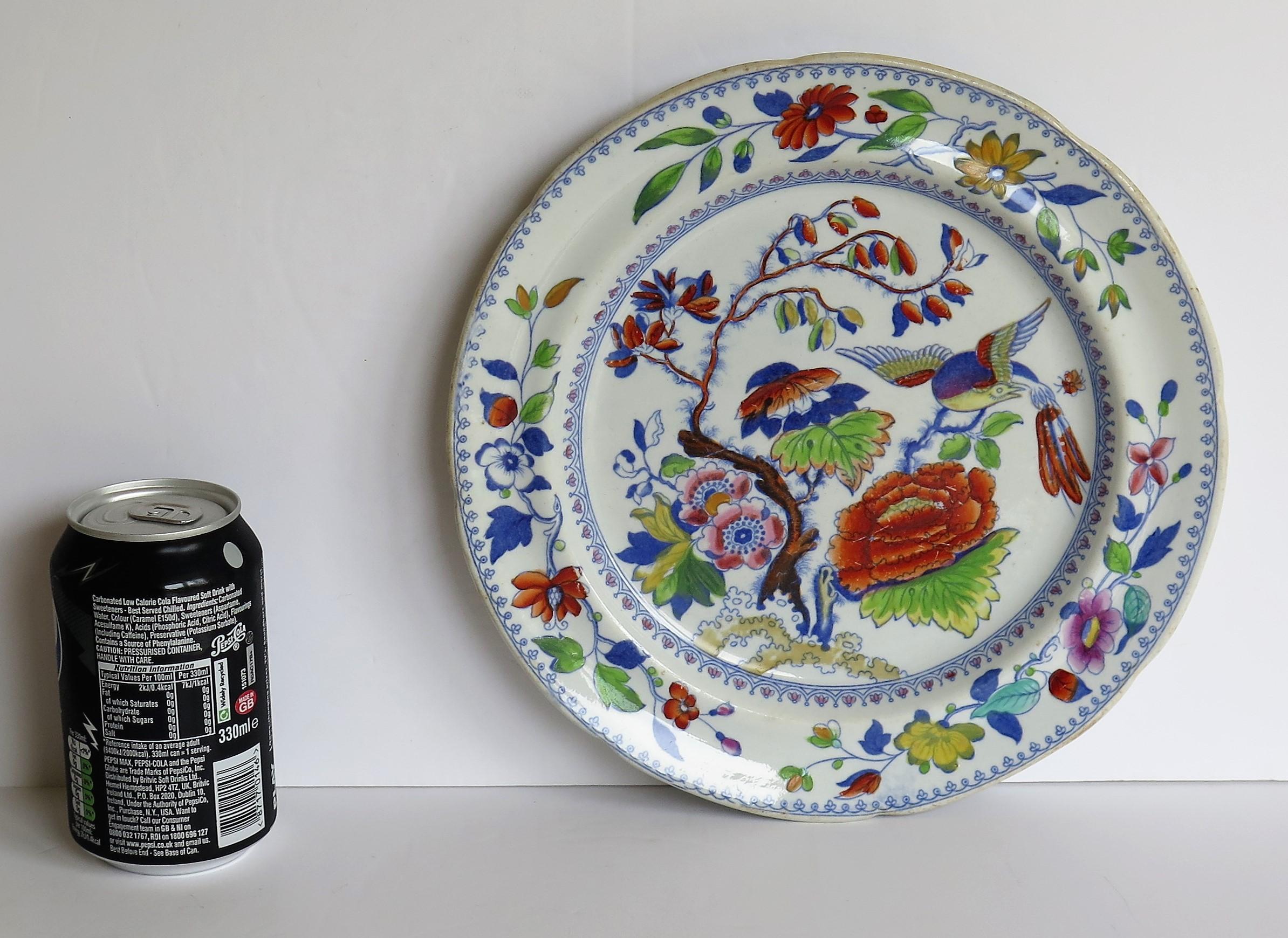 Plato hondo temprano de Mason's Ironstone Pájaro volador Ptn Marca de minorista, hacia 1825 en venta 7