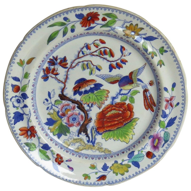 At Auction: STICK SPLATTER IRONSTONE PLATE WITH RABBIT TRANSFERS.