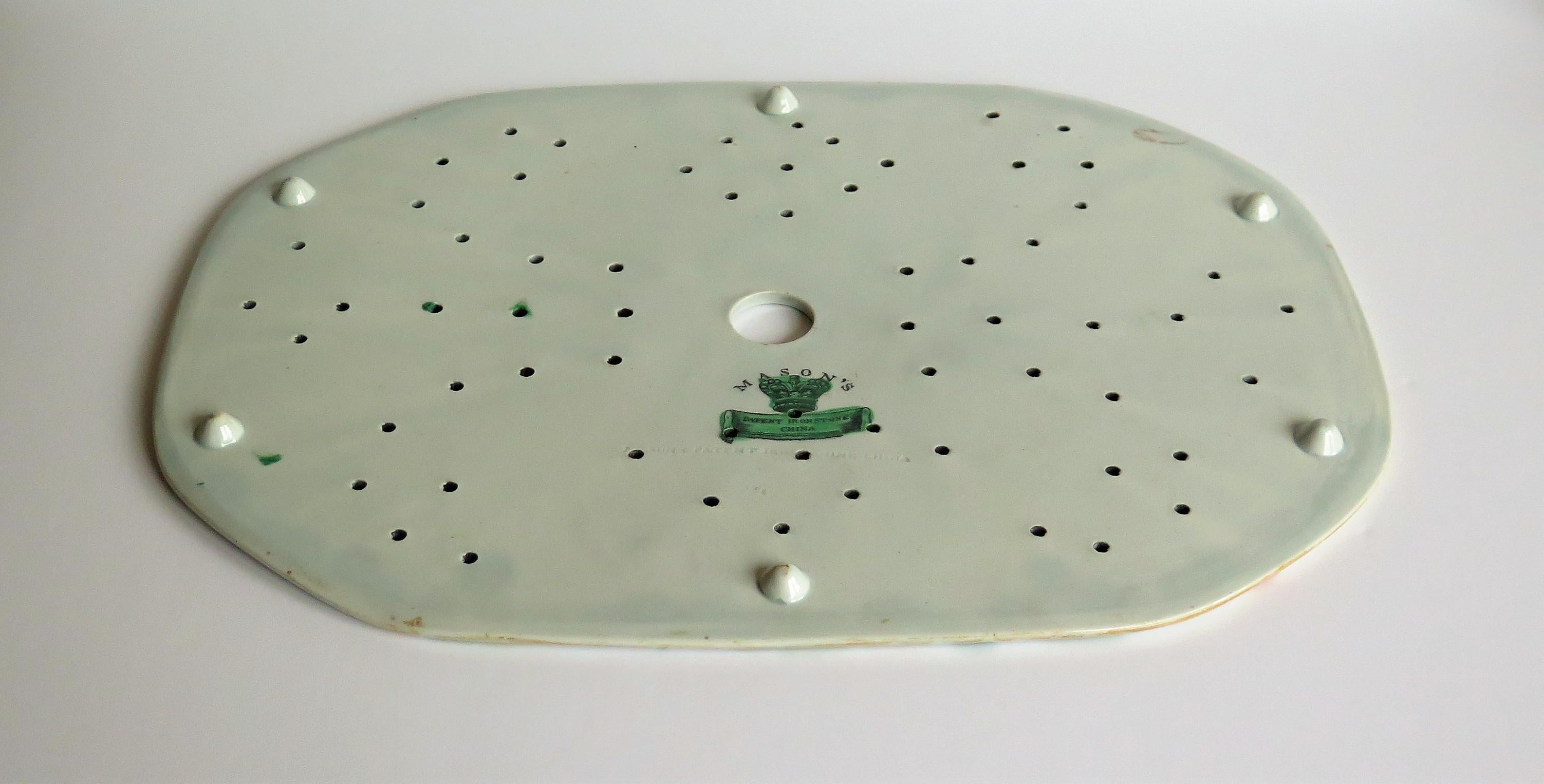 Fine Mason's Ironstone Drainer Plate in Table and Flower Pot Pattern, Ca 1815 5