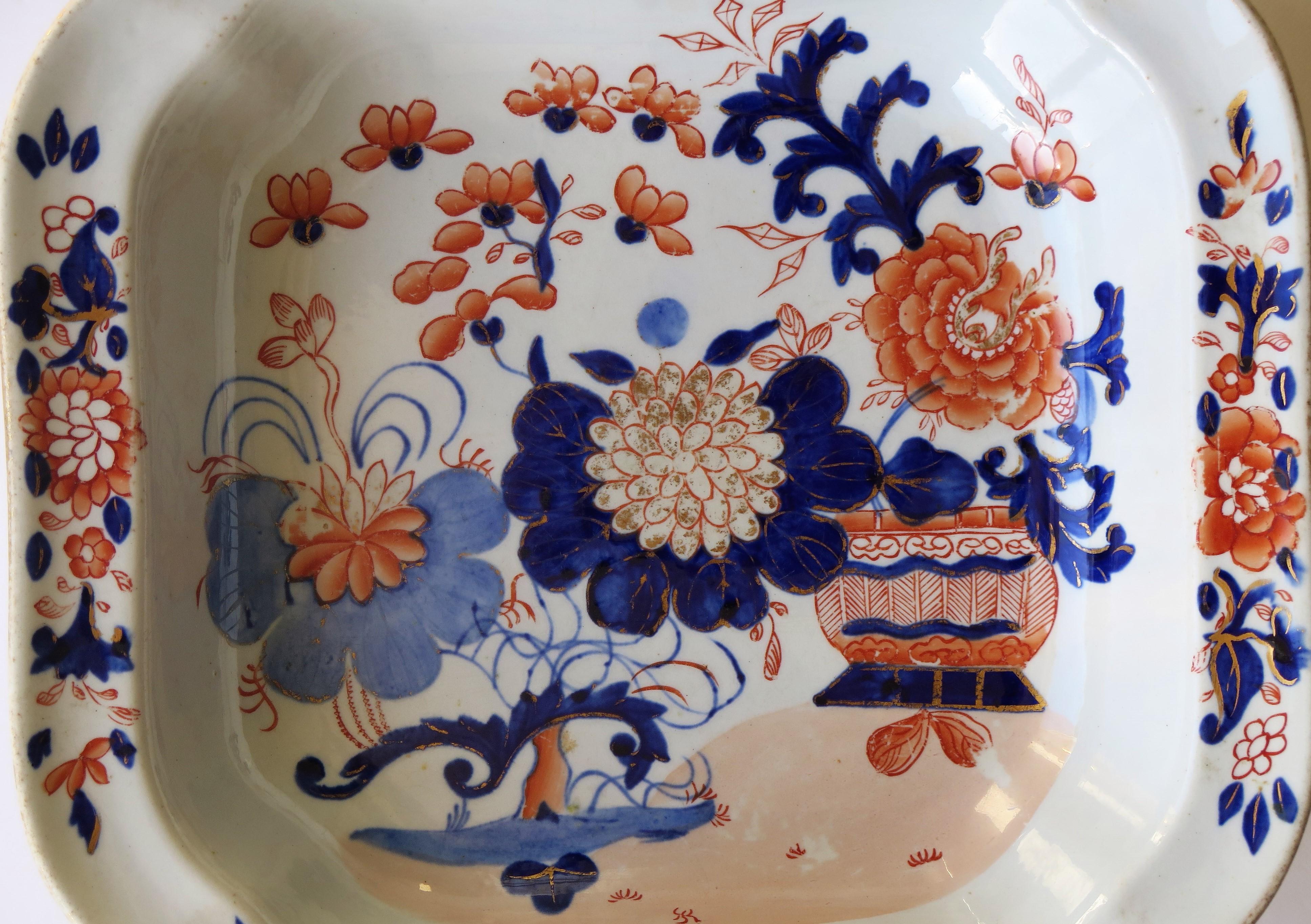 Georgian Mason's Ironstone Large Dish or Bowl Gilded Japan Basket, circa 1818 5