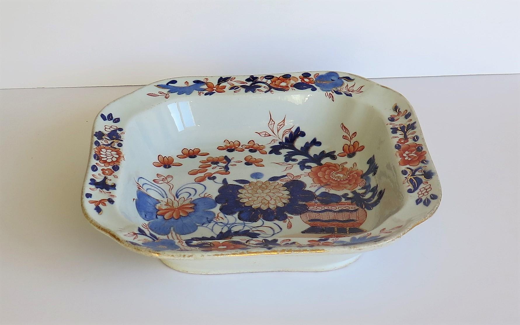 19th Century Georgian Mason's Ironstone Large Dish or Bowl Gilded Japan Basket, circa 1818