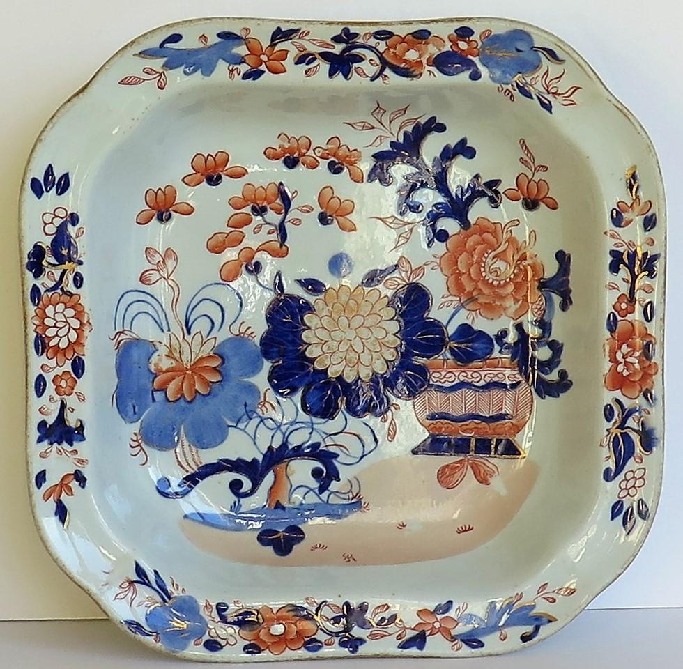 Georgian Mason's Ironstone Large Dish or Bowl Gilded Japan Basket, circa 1818 2