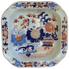 Georgian Mason's Ironstone Large Dish or Bowl Gilded Japan Basket, circa 1818