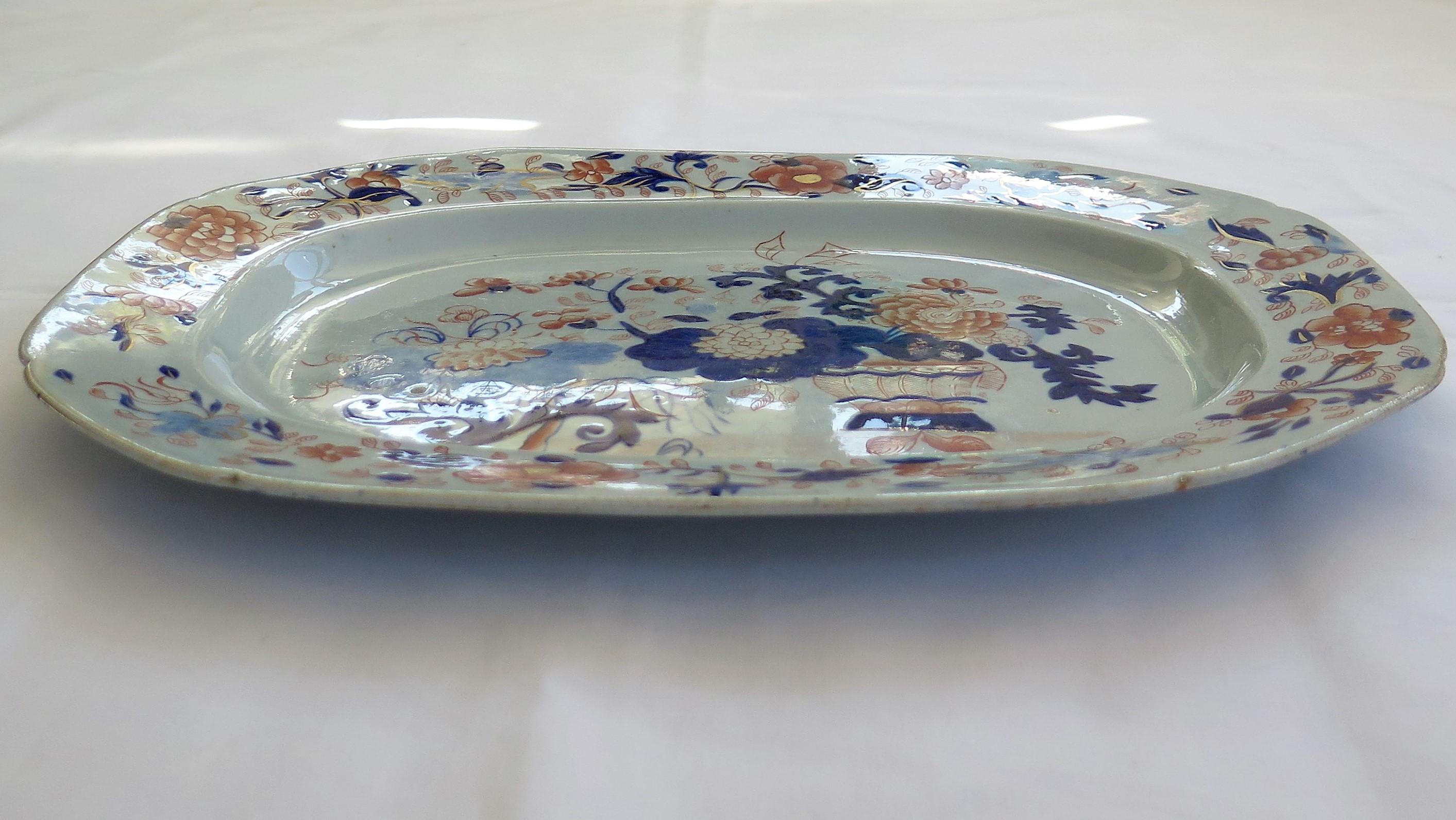 Early Mason's Ironstone Large Platter Meat Plate Japan Basket Pattern, Ca 1815 1