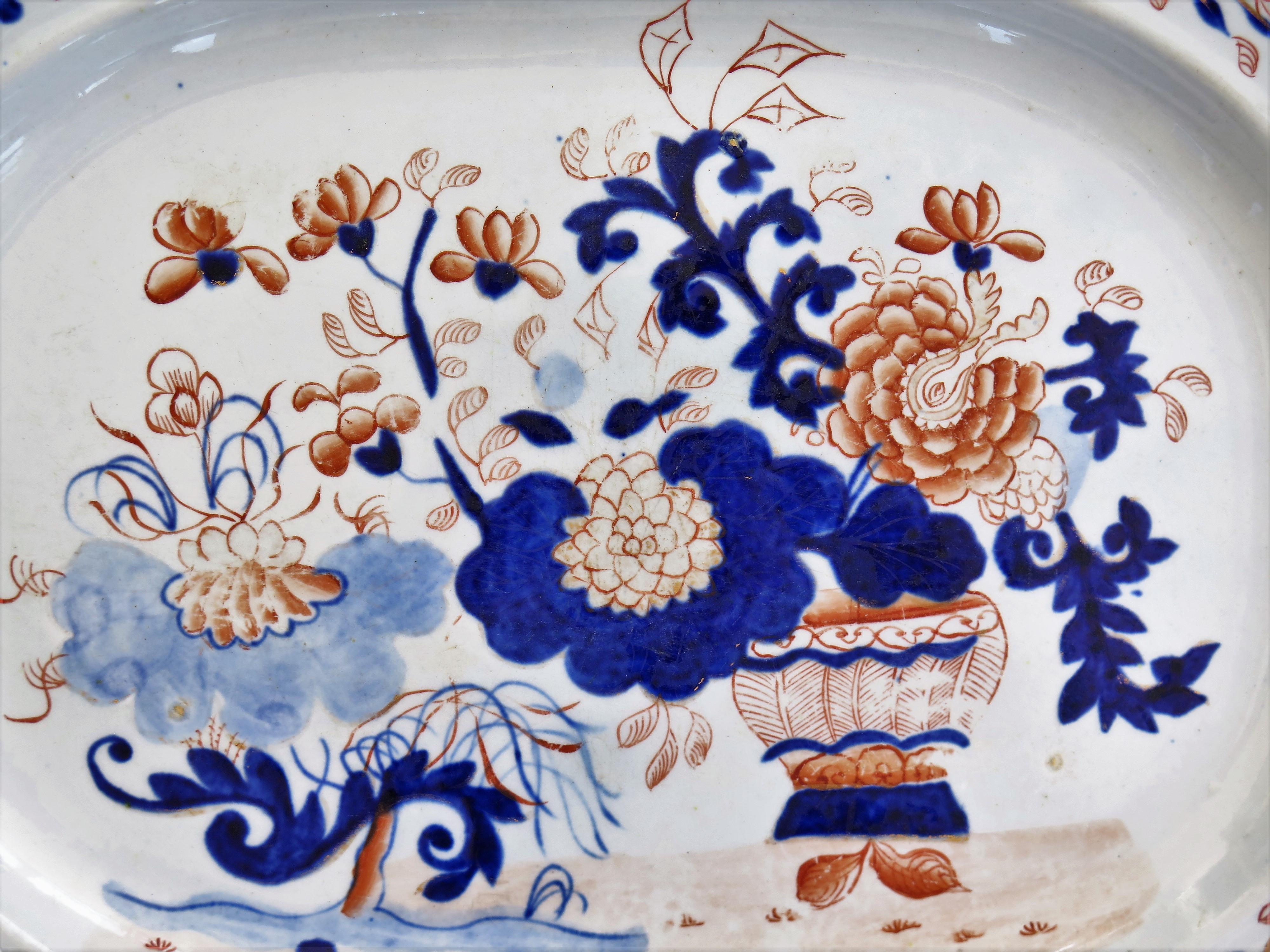 Early Mason's Ironstone Large Platter Meat Plate Japan Basket Pattern, Ca 1815 2