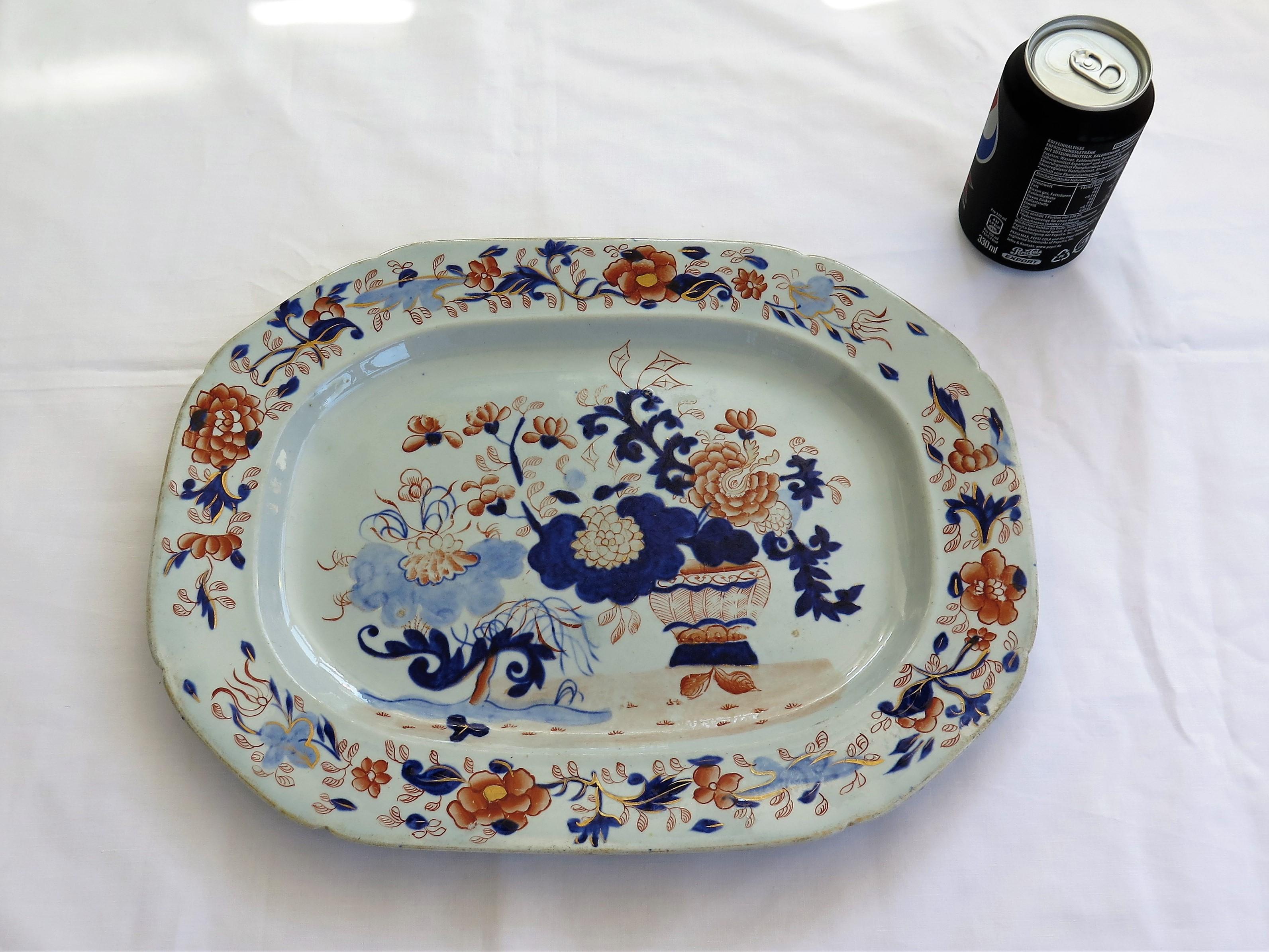 Early Mason's Ironstone Large Platter Meat Plate Japan Basket Pattern, Ca 1815 4
