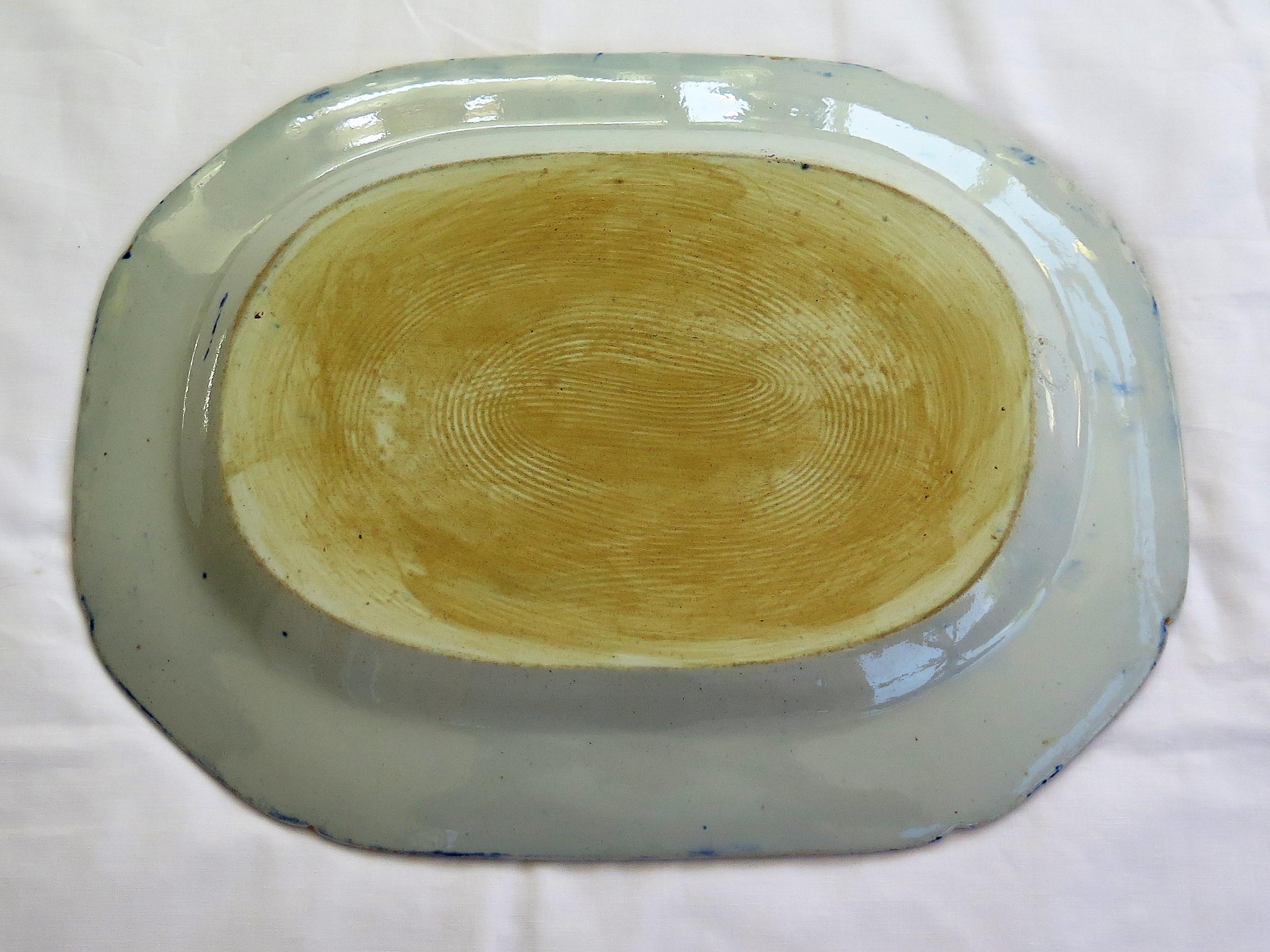 Early Mason's Ironstone Large Platter Meat Plate Japan Basket Pattern, Ca 1815 5
