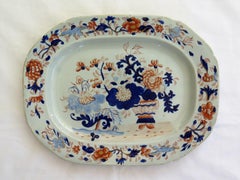 Early Mason's Ironstone Large Platter Meat Plate Japan Basket Pattern, Ca 1815