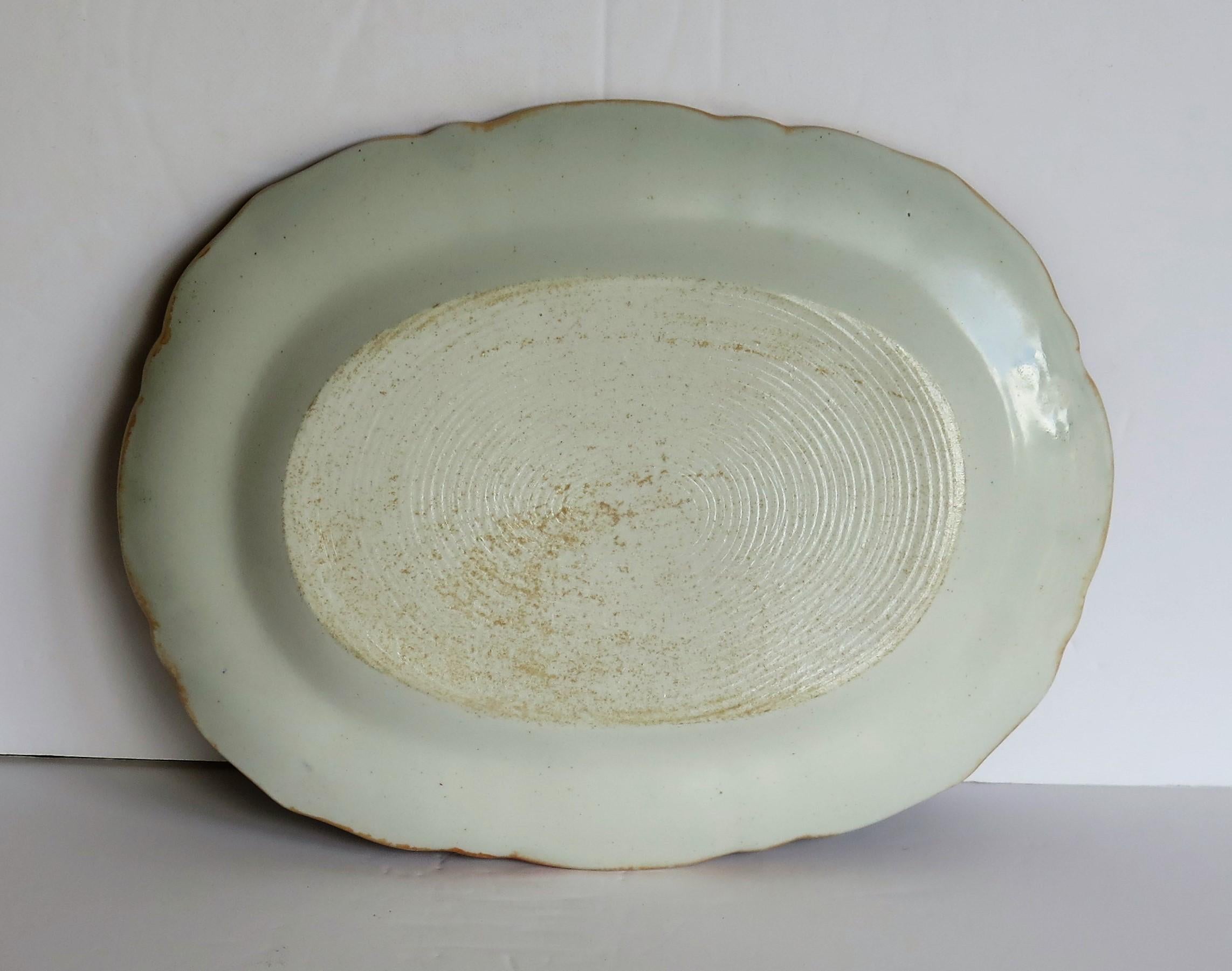 Early Mason's Ironstone Platter or Plate in Colored Wall Pattern, circa 1825 4