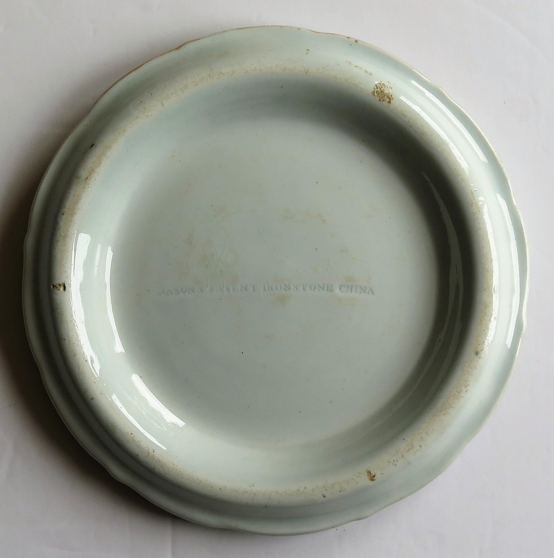 Soporte para Tetera Early Mason's Ironstone en Ptn de Cercado, Roca y Flor Dorada en venta 4