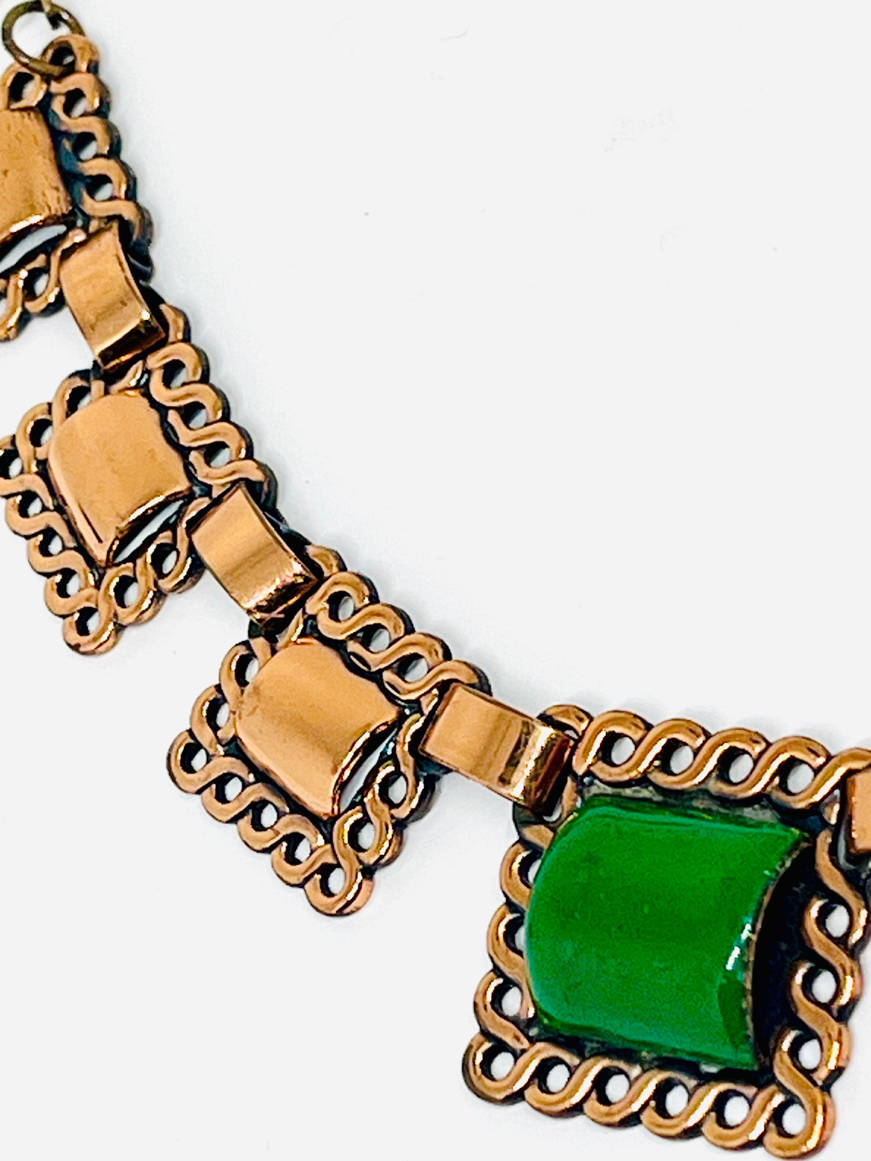 Collana in rame con piastrelle smaltate quadrate di Matisse Renoir & Greene, anni '40 in vendita 6