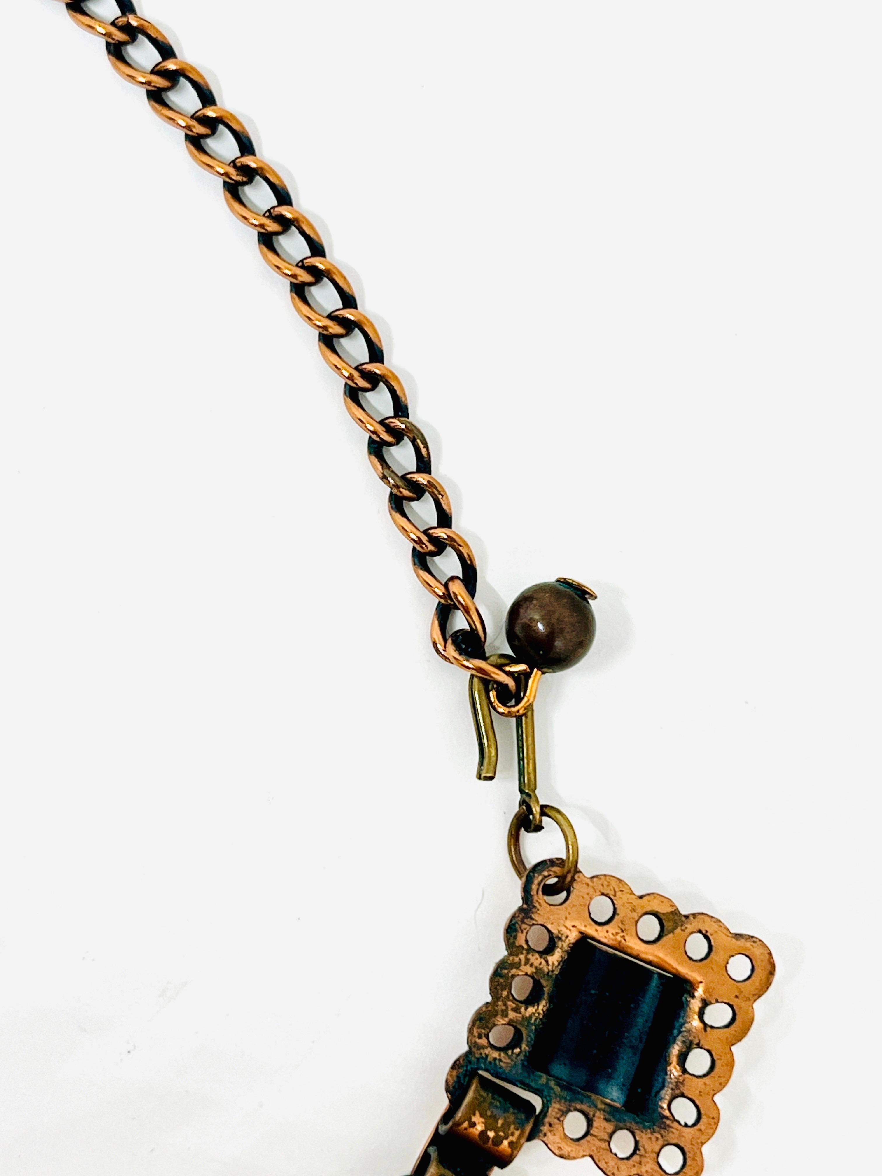 Collana in rame con piastrelle smaltate quadrate di Matisse Renoir & Greene, anni '40 in vendita 3