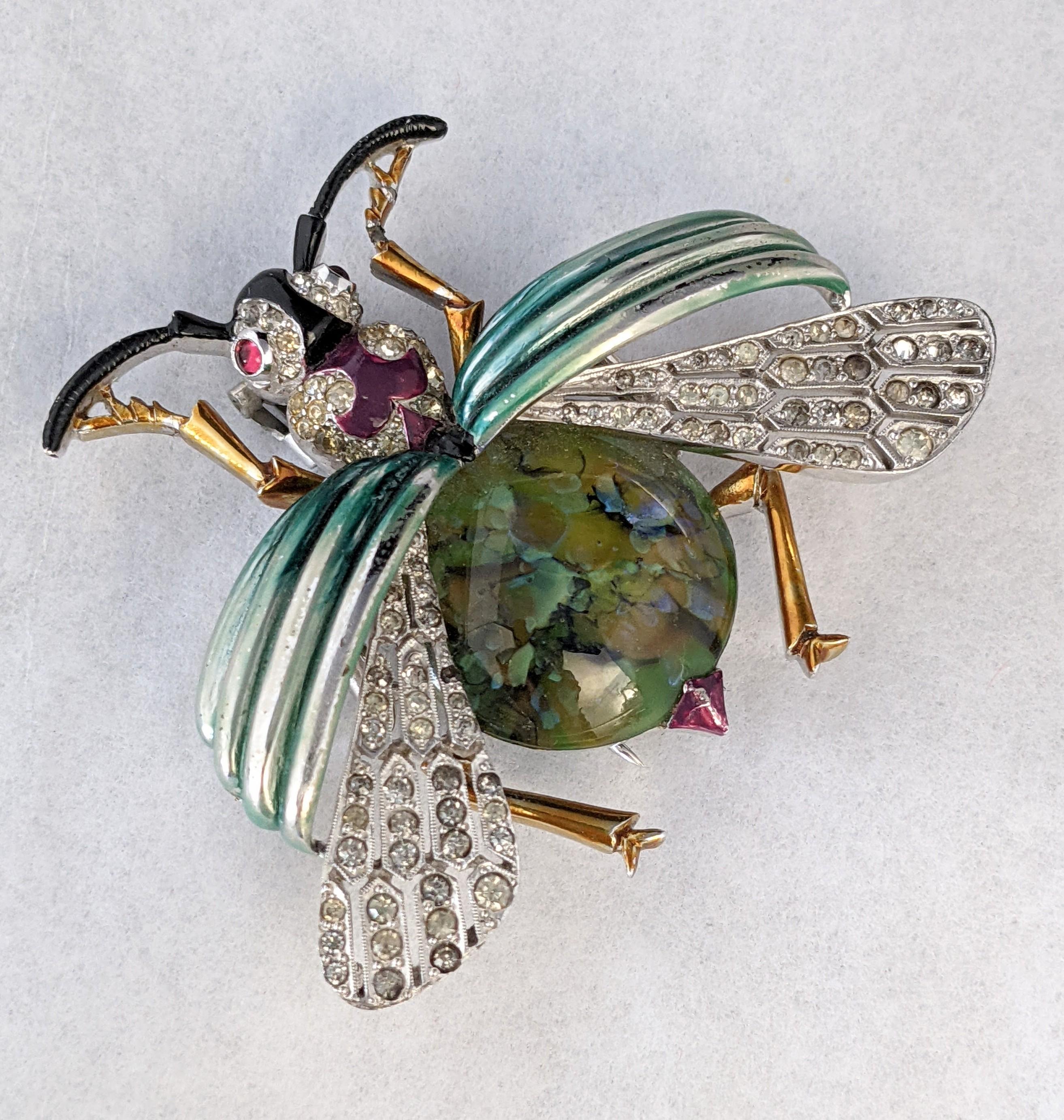 Art Deco Early Mazer Enamel and Pave Bee Clip  For Sale