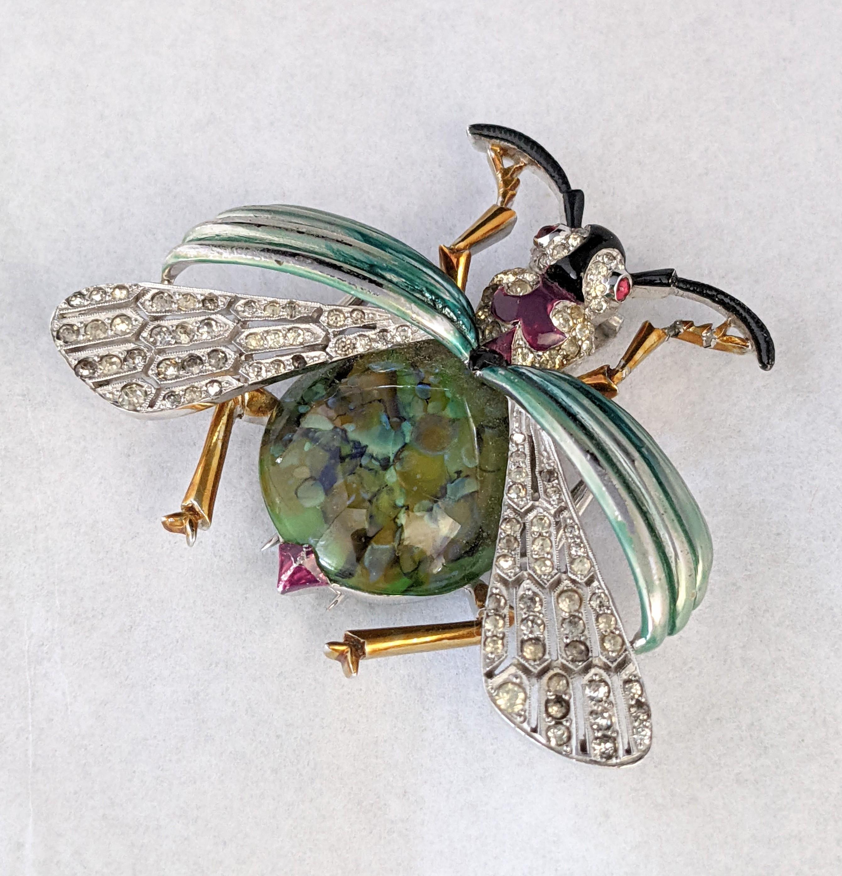 Early Mazer Enamel and Pave Bee Clip  In Excellent Condition For Sale In New York, NY