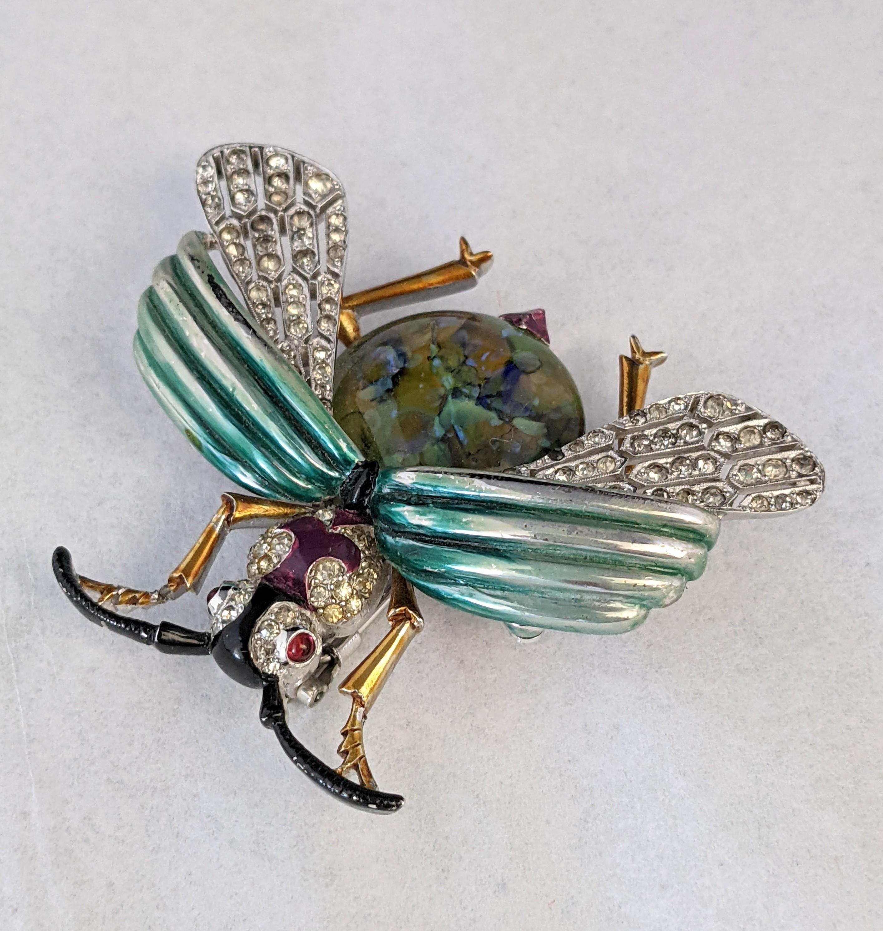 Women's or Men's Early Mazer Enamel and Pave Bee Clip  For Sale