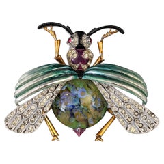 Early Mazer Enamel and Pave Bee Clip 