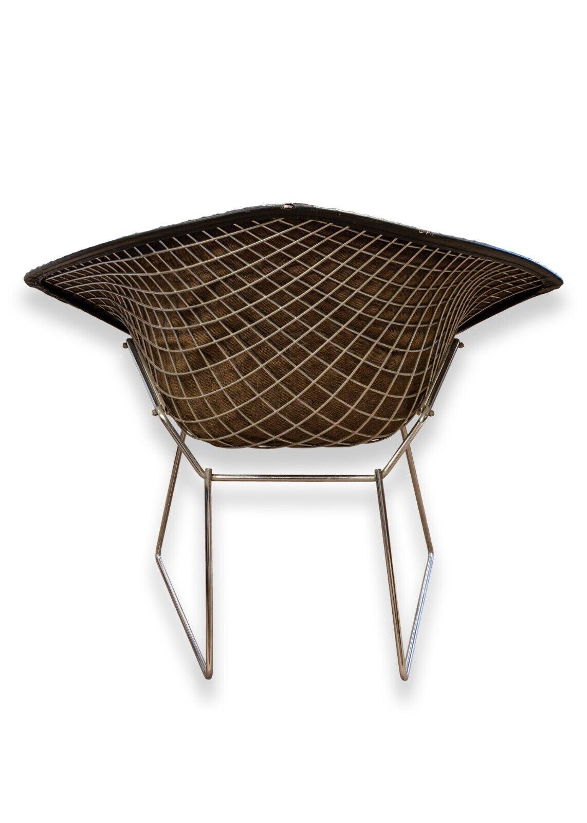 20th Century Early MCM Bertoia for Knoll Metal and Leather Diamond Associate Accent Chair