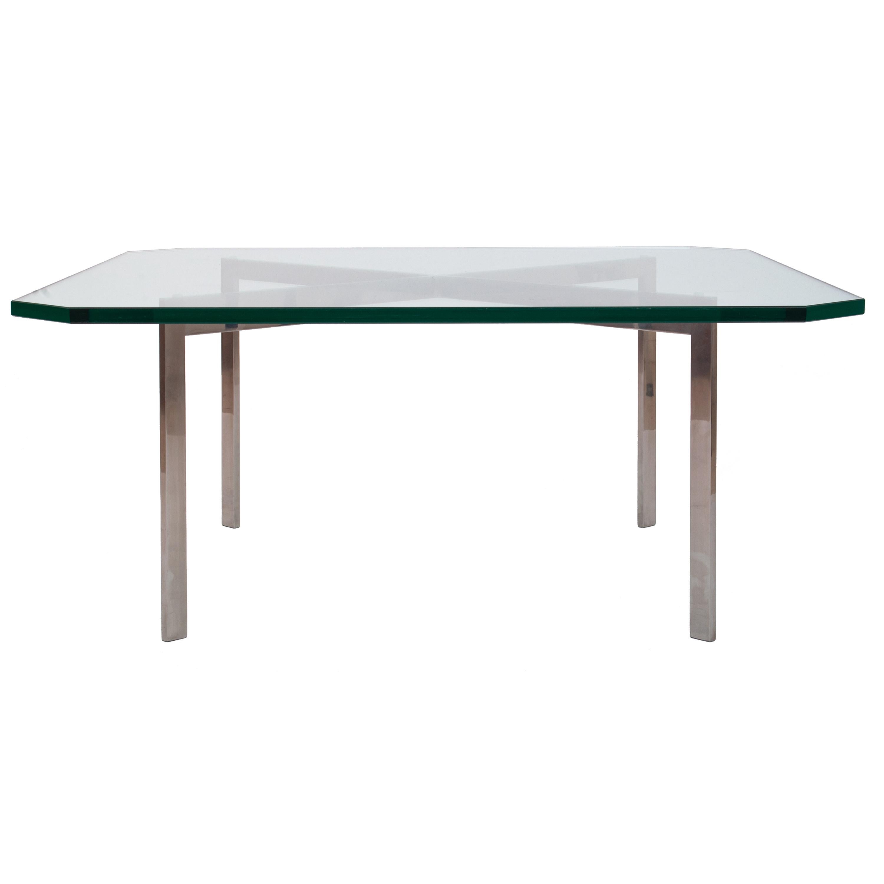 Mid Century Glass Stainless Steel Barcelona Table Mies Van Der Rohe Knoll 1955 For Sale 1