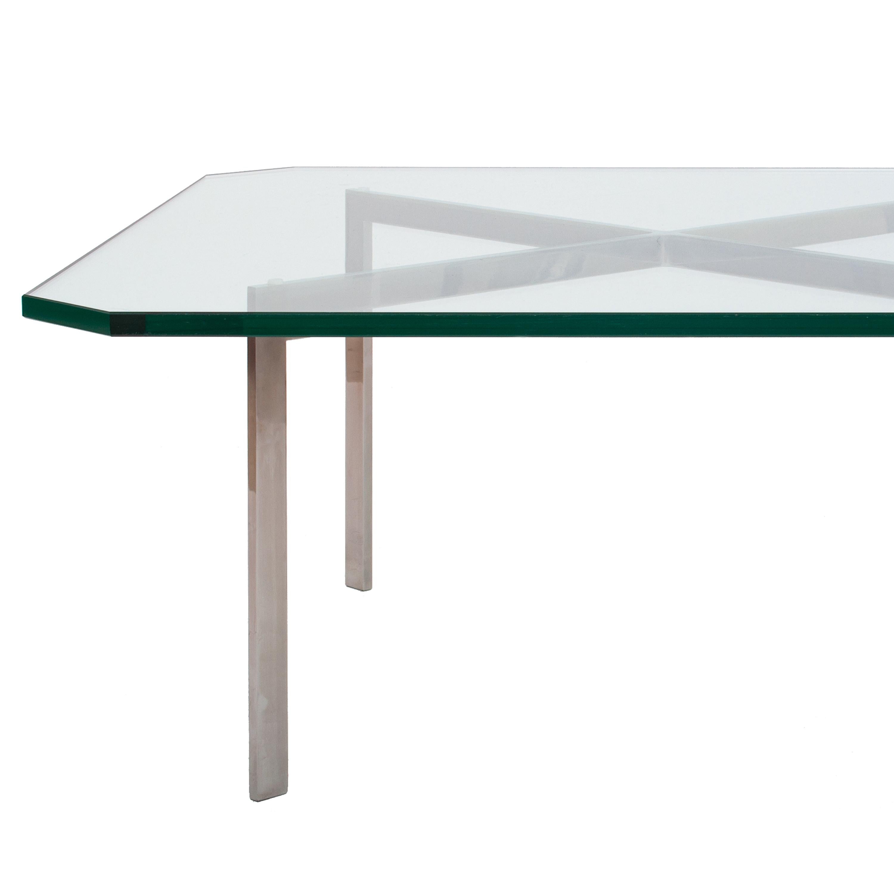 Mid Century Glass Stainless Steel Barcelona Table Mies Van Der Rohe Knoll 1955 For Sale 2