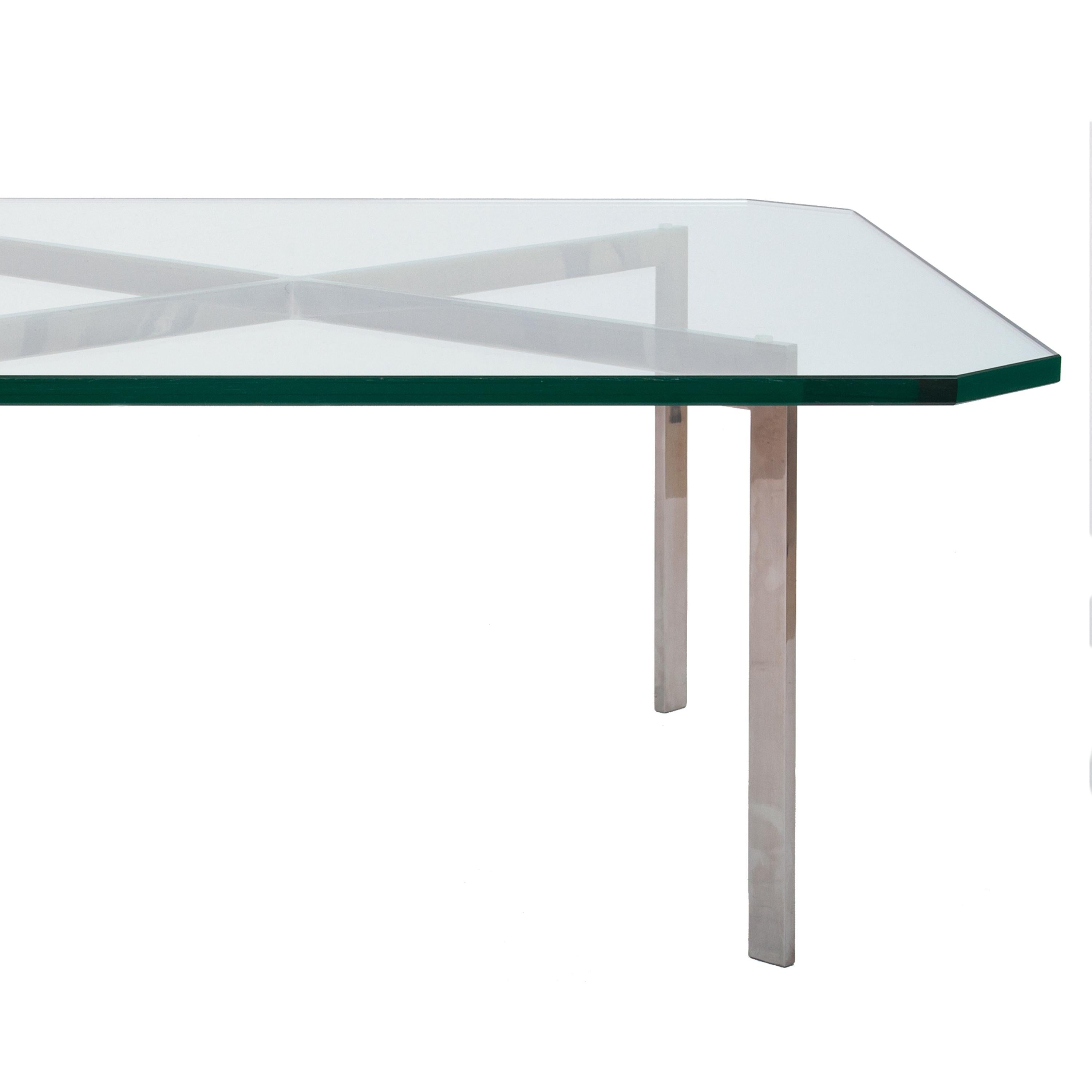 Mid Century Glass Stainless Steel Barcelona Table Mies Van Der Rohe Knoll 1955 For Sale 3