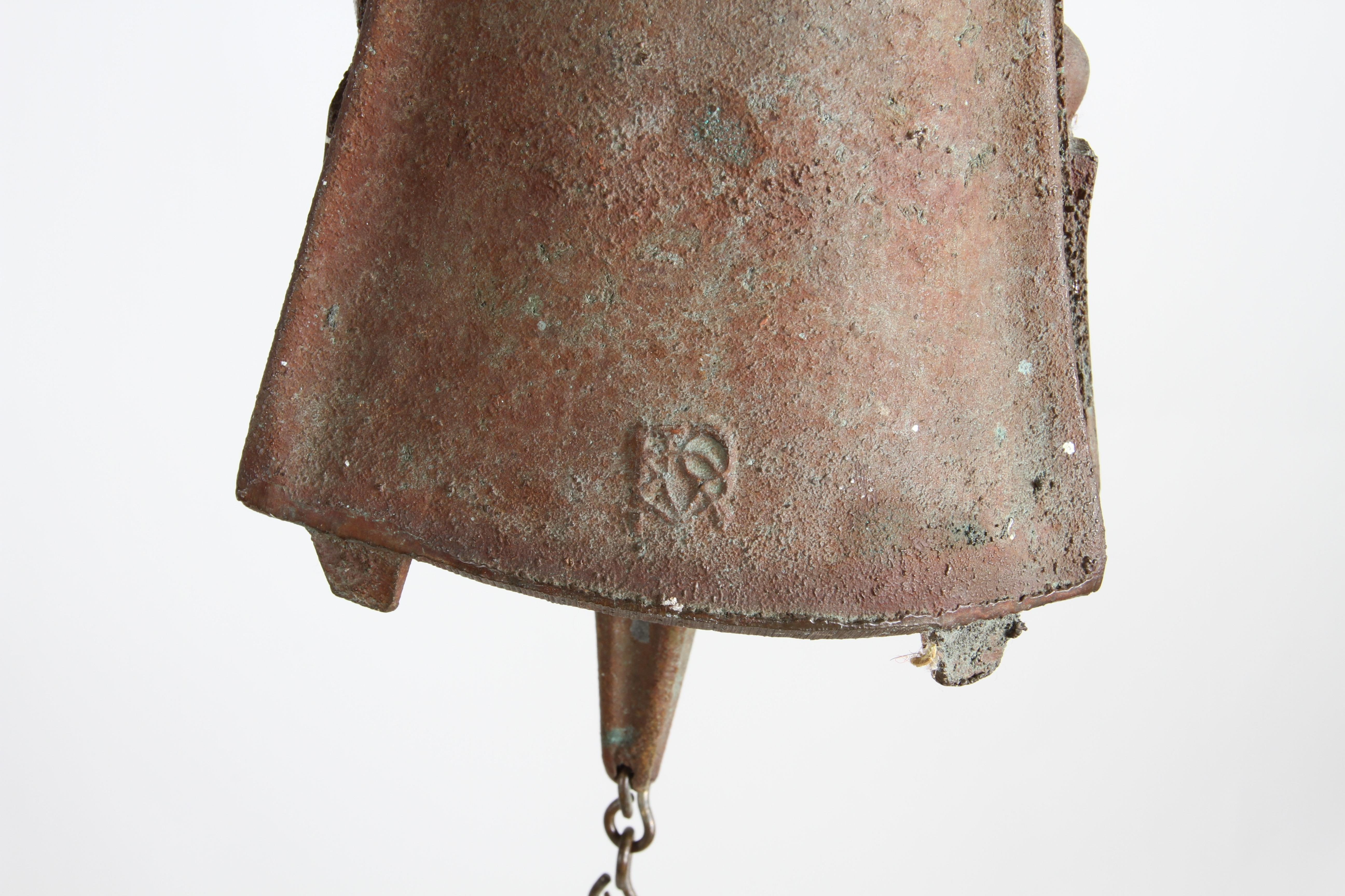 Patinated Early Medium Scale Bronze Sculptural Wind Chime or Bell by Paolo Soleri - MCM For Sale