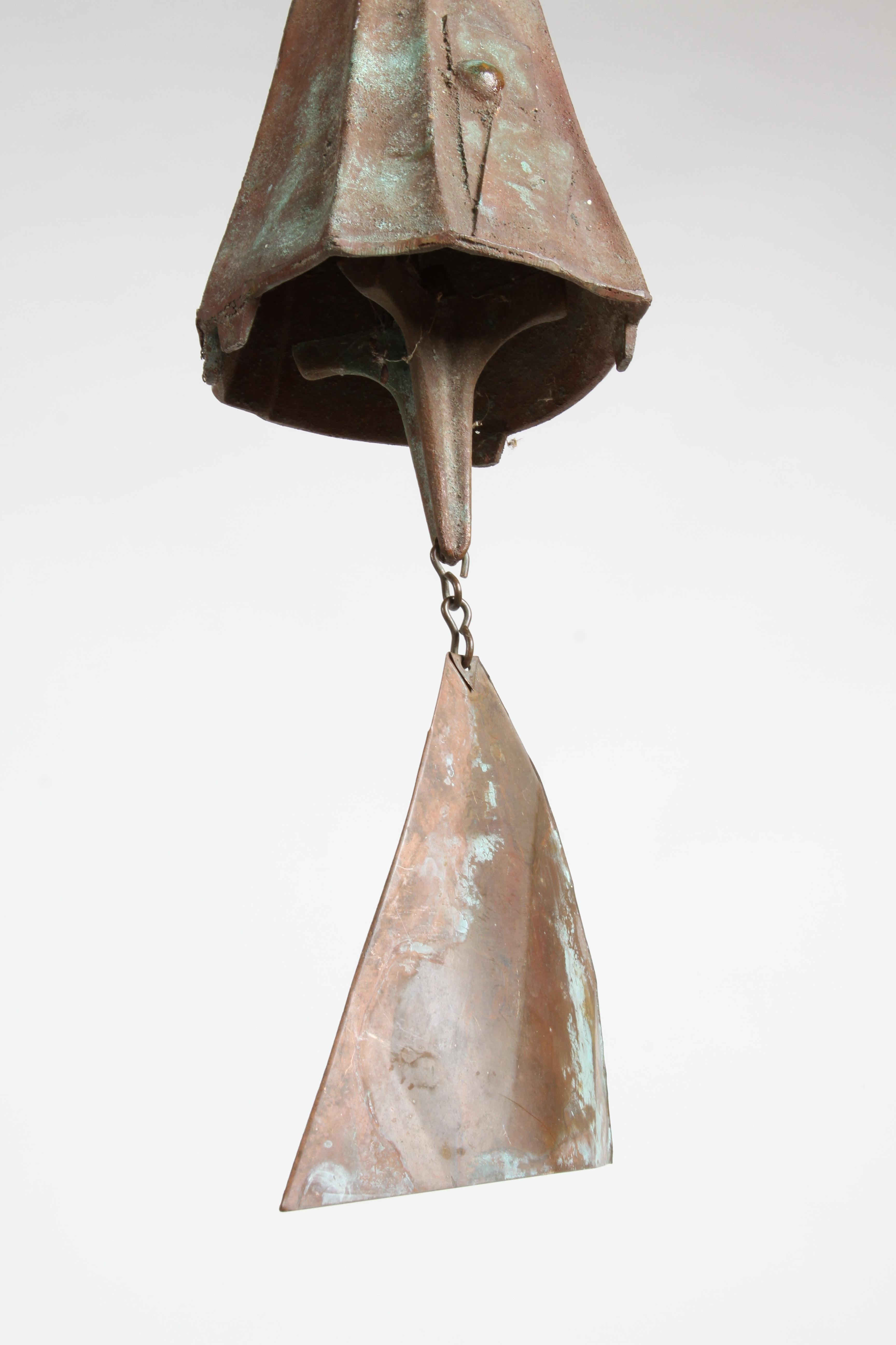 Late 20th Century Early Medium Scale Bronze Sculptural Wind Chime or Bell by Paolo Soleri - MCM For Sale