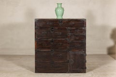 Early Meiji Keyaki Sendai Isho-Dansu Chest with Iron Hardware and Storage