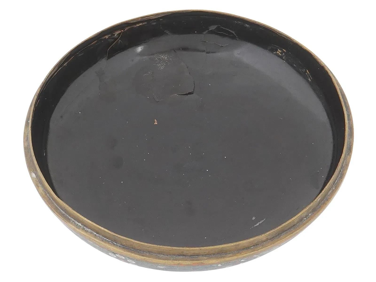 Early Meiji Period Japanese Cloisonne Enamel Box with Crane Flying Clouds For Sale 4