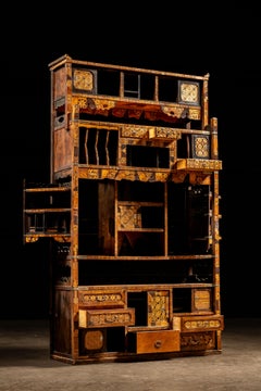 Early Meiji Period Japanese Elm Shadona Cabinet