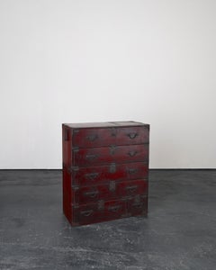 Early Meiji Period Japanese Tansu Cabinet/Chest Of Drawers Wabi Sami